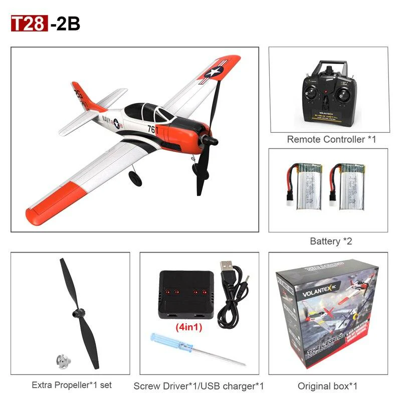 EPP 400mm P51D Mustang/F4U Corsair/T28 Trojan 4-Ch 2.4G 6-Axis Gyro Beginner Airplane With Xpilot Stabilizer RTF RC Plane