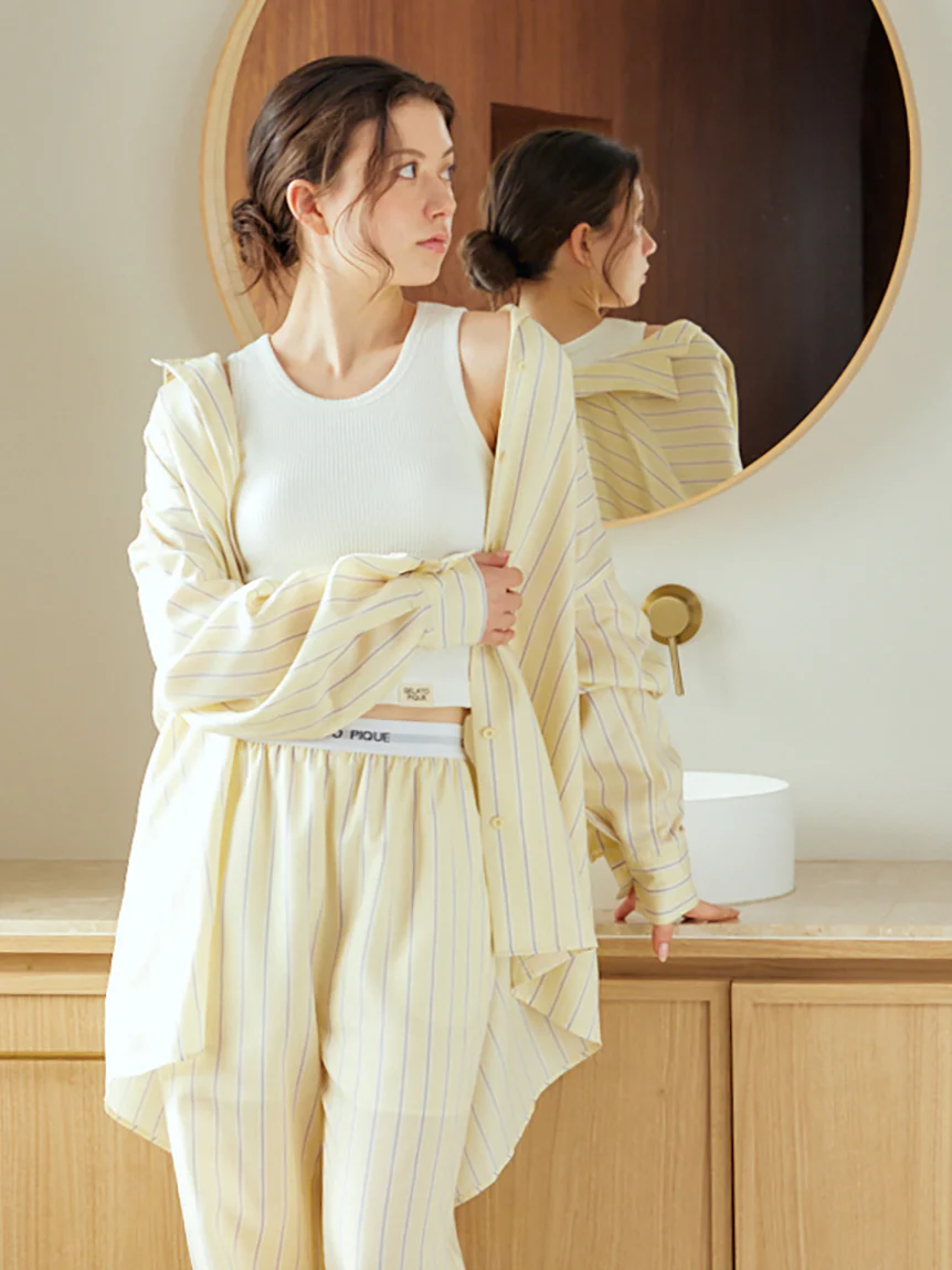 Striped Shirt Long Sleeve Pajama Shirt