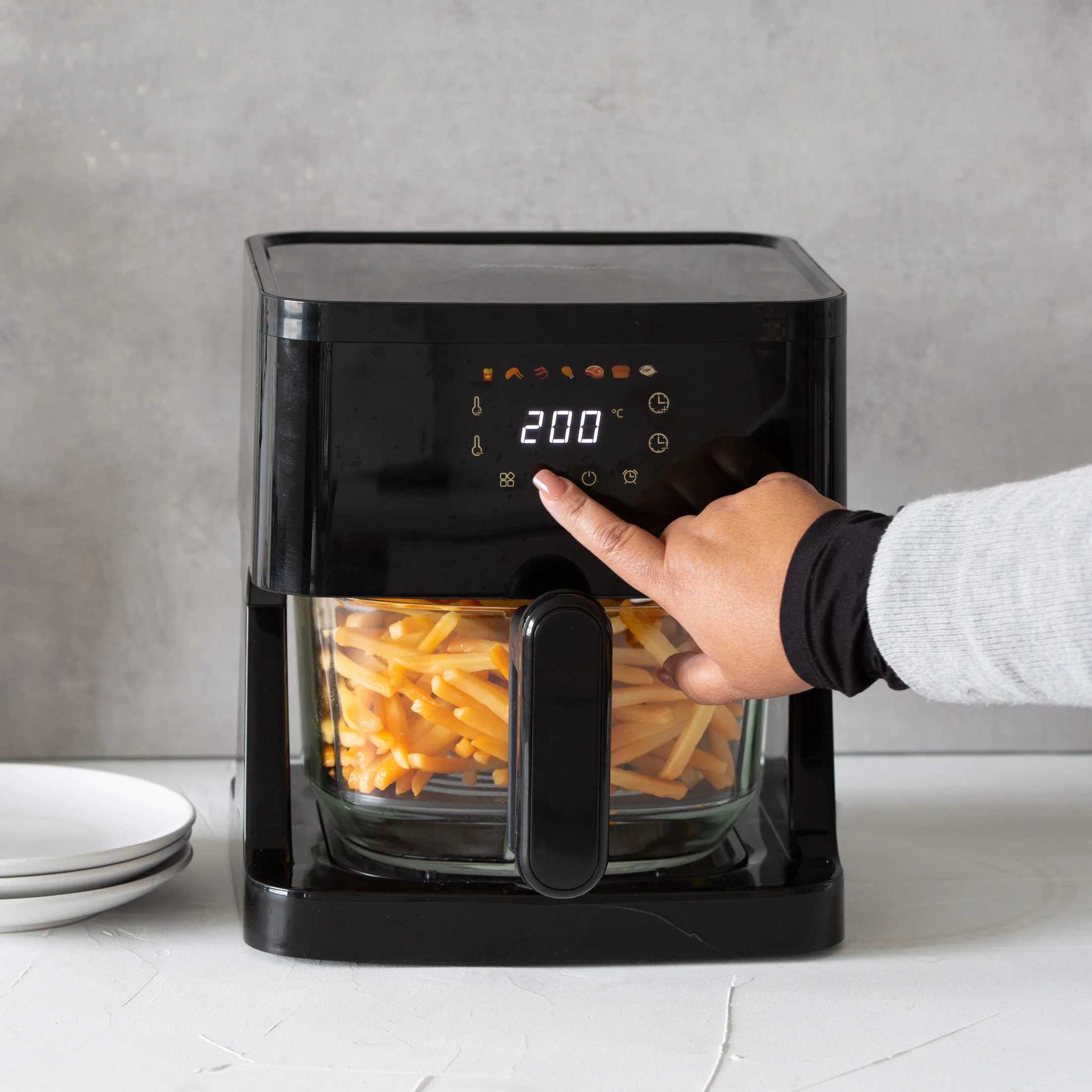 5L High-end Touch Control Panel Glass Digital Air Fryer