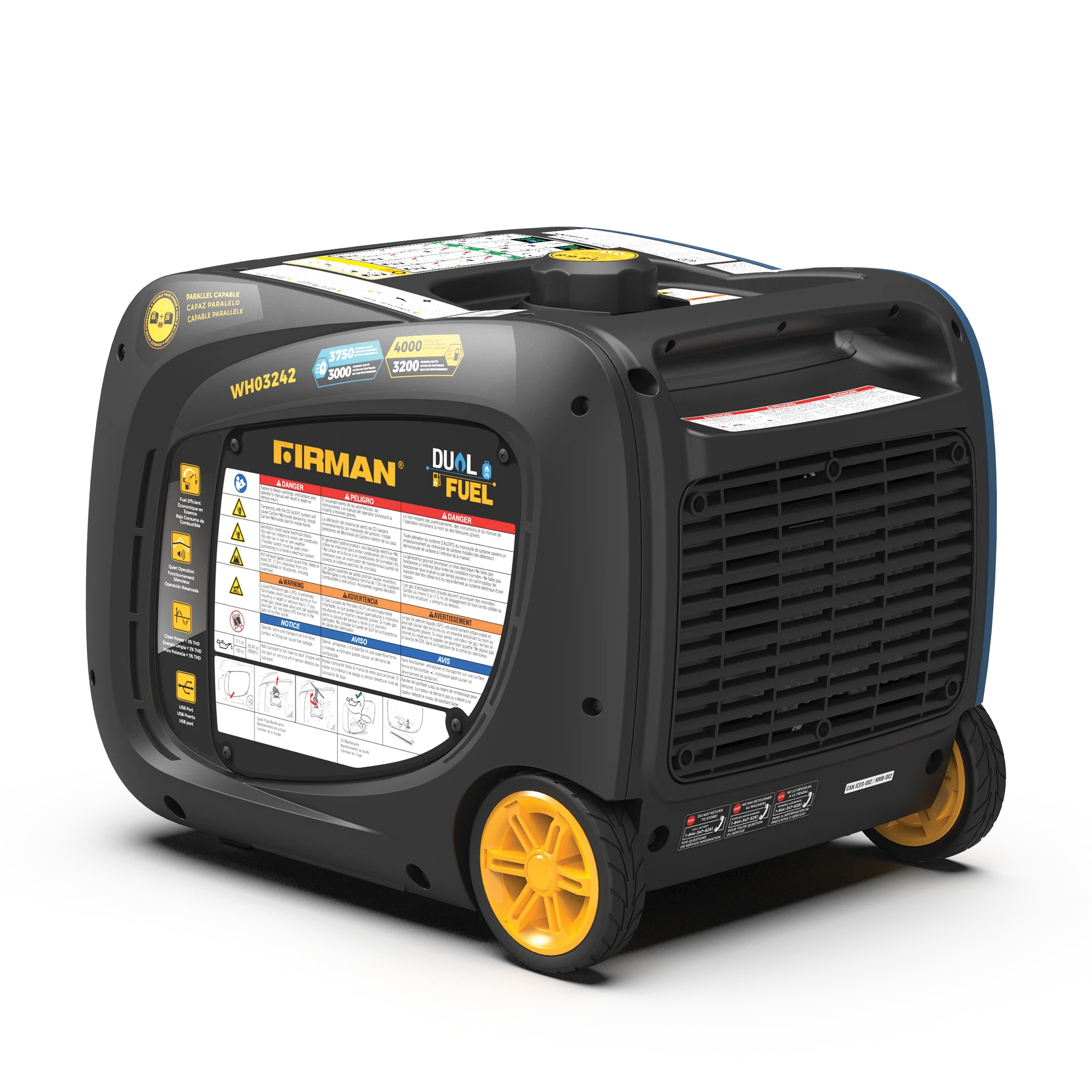 Dual Fuel Inverter Portable Generator 4000W Electric Start with CO ALERT