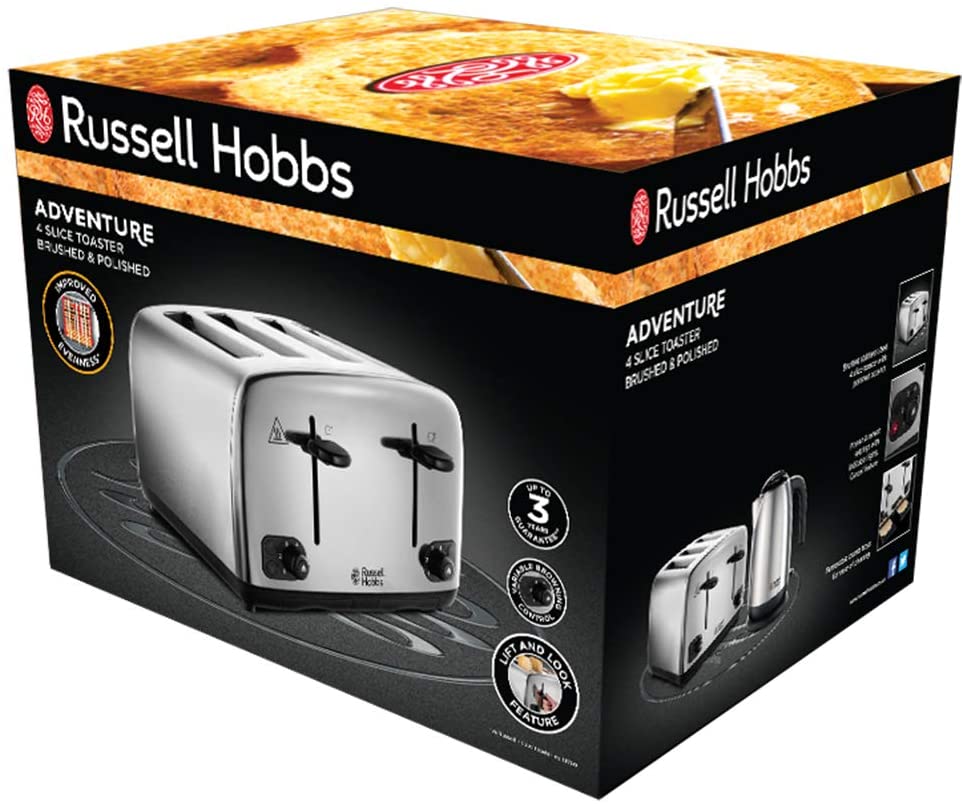 Russell Hobbs 24090 220 volt 4 Slice Toaster Stainless Steel 220v 240 volts 50 hz