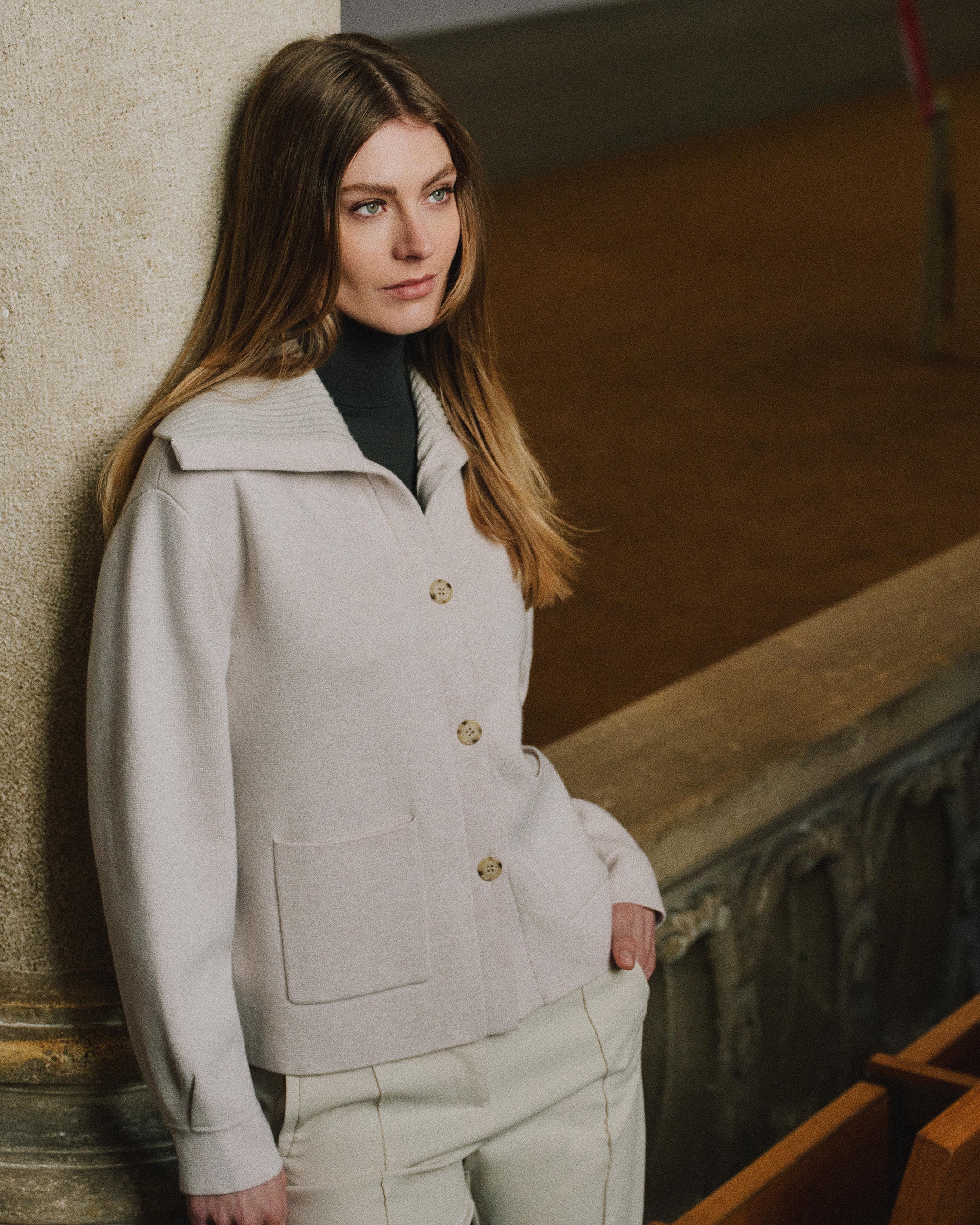 Women's Milano Cashmere Overshirt Frost White