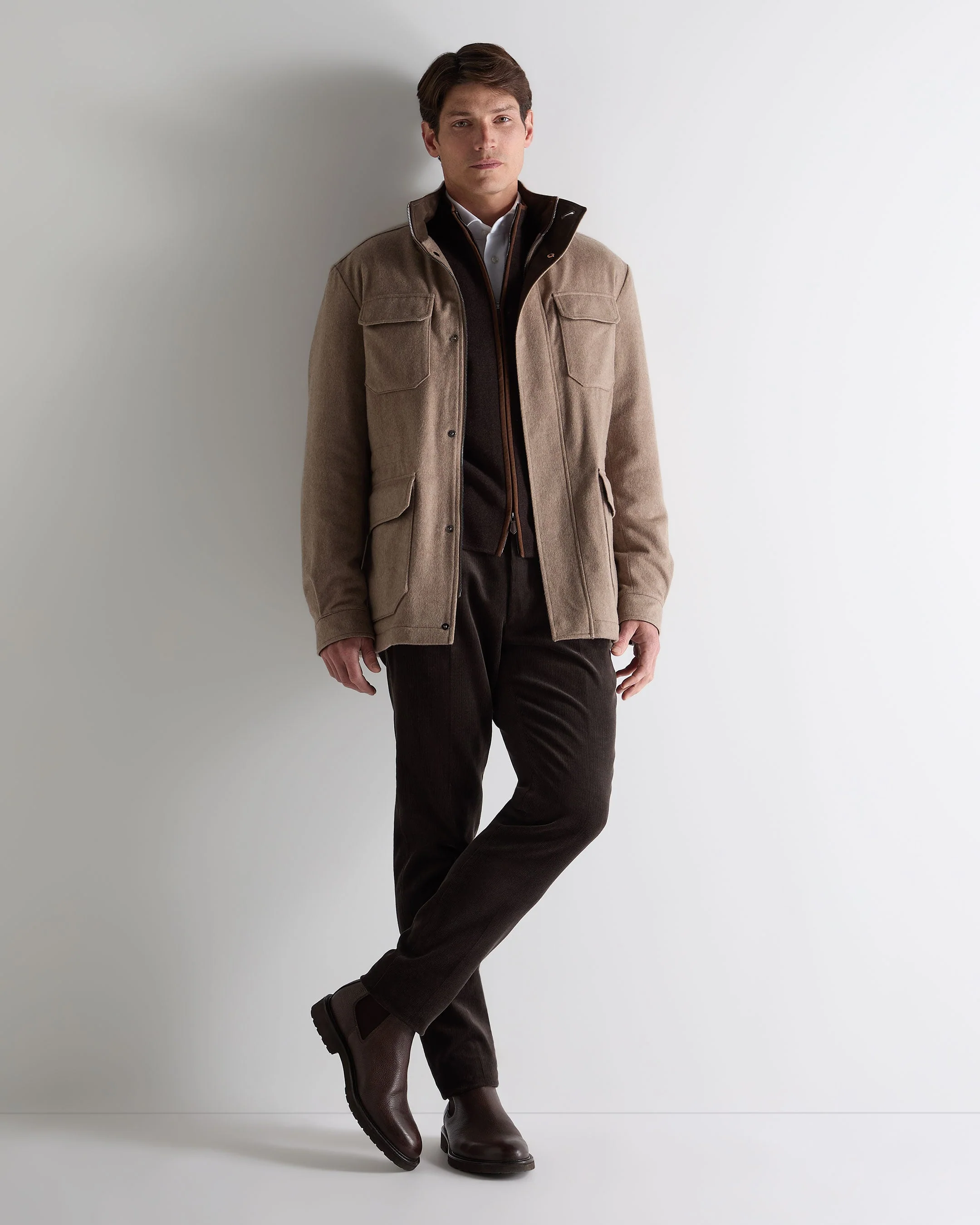 Men's Vale Cashmere Field Jacket Taupe Brown