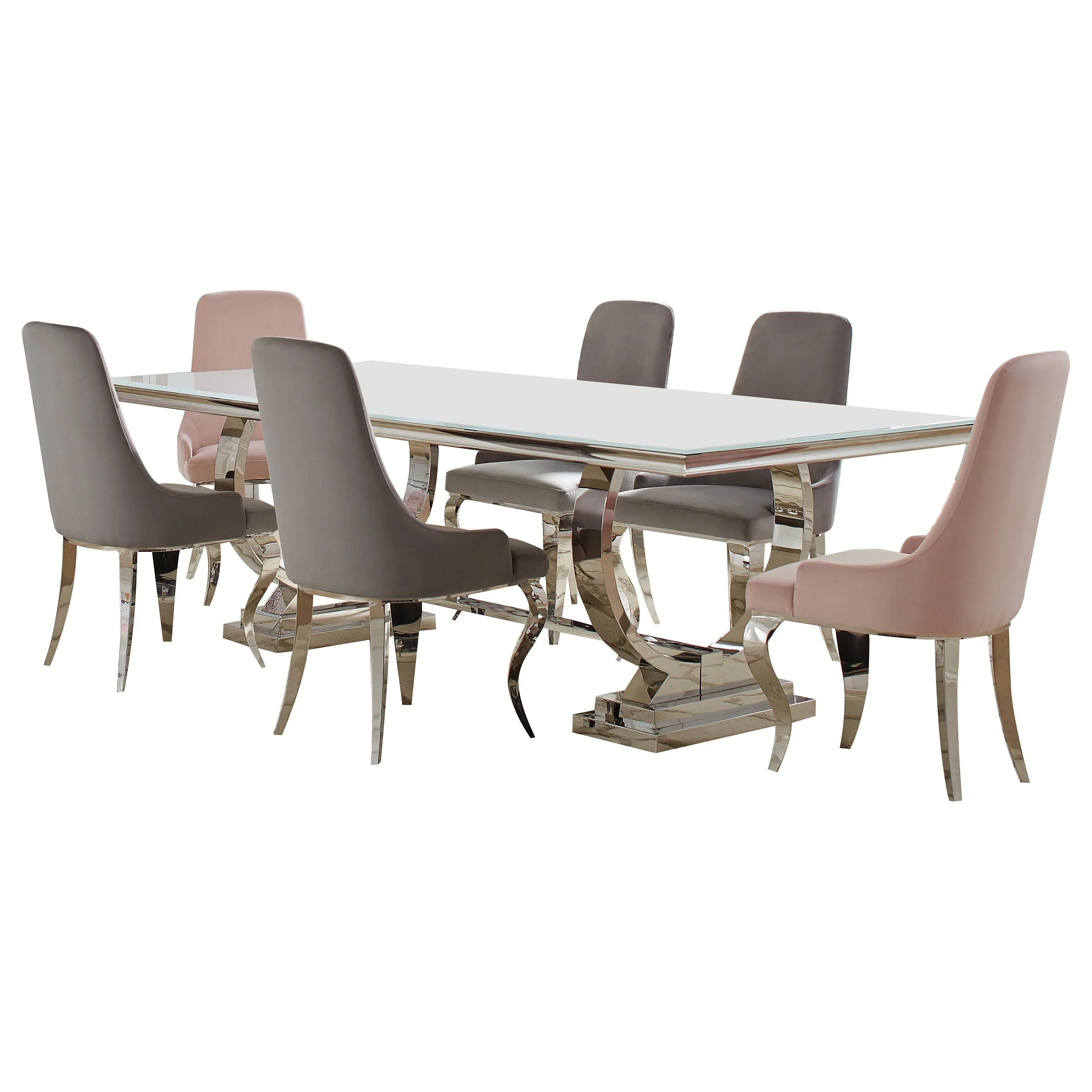 Antoine  Rectangular Glass Top Dining Set