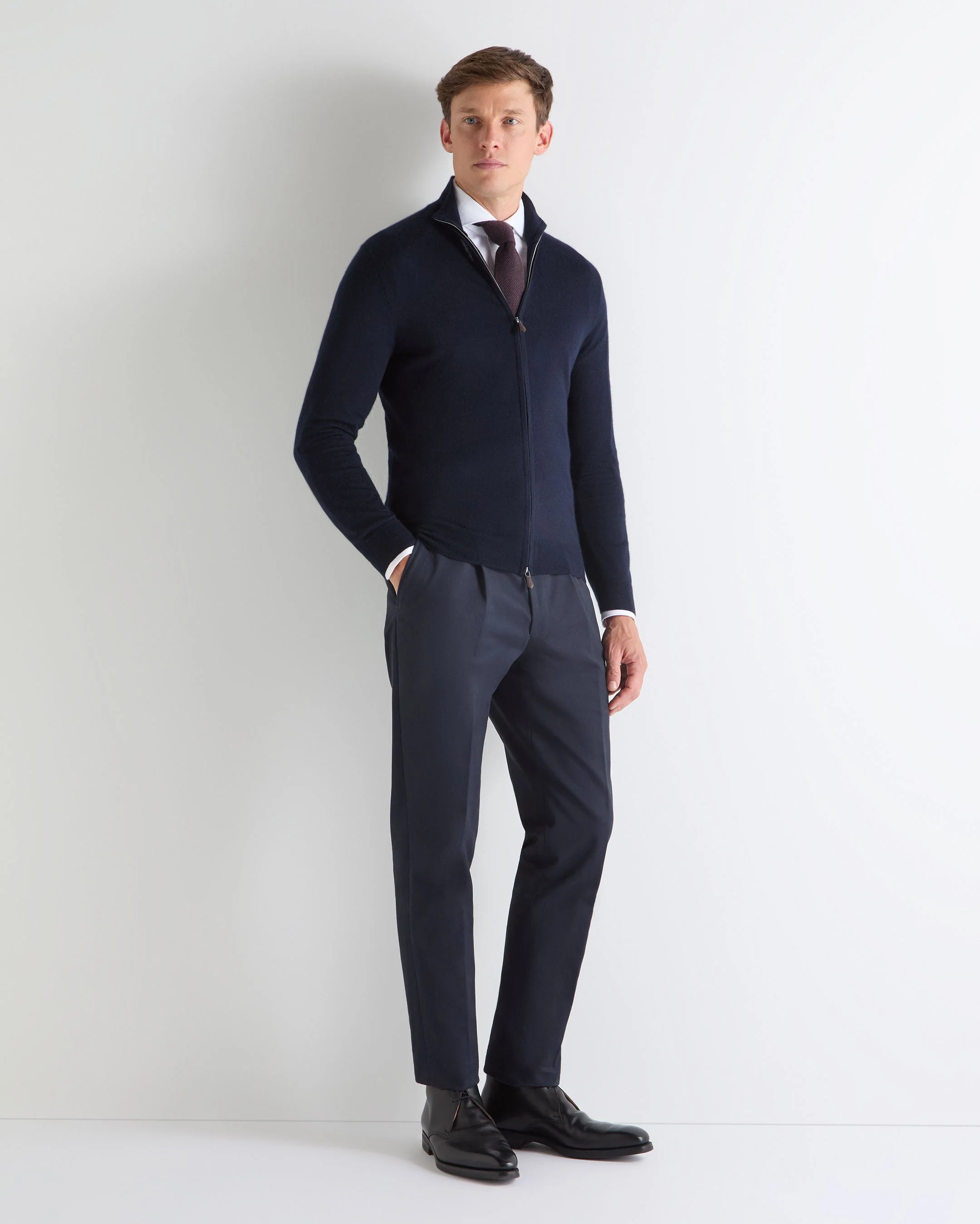 TUCCI SUPERFINE FULL ZIP Navy Blue