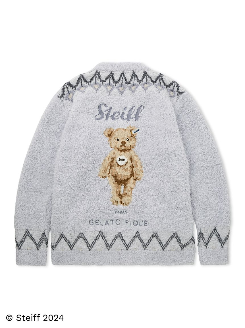 [Steiff] Mens Fair Isle Pattern Fuzzy Cardigan