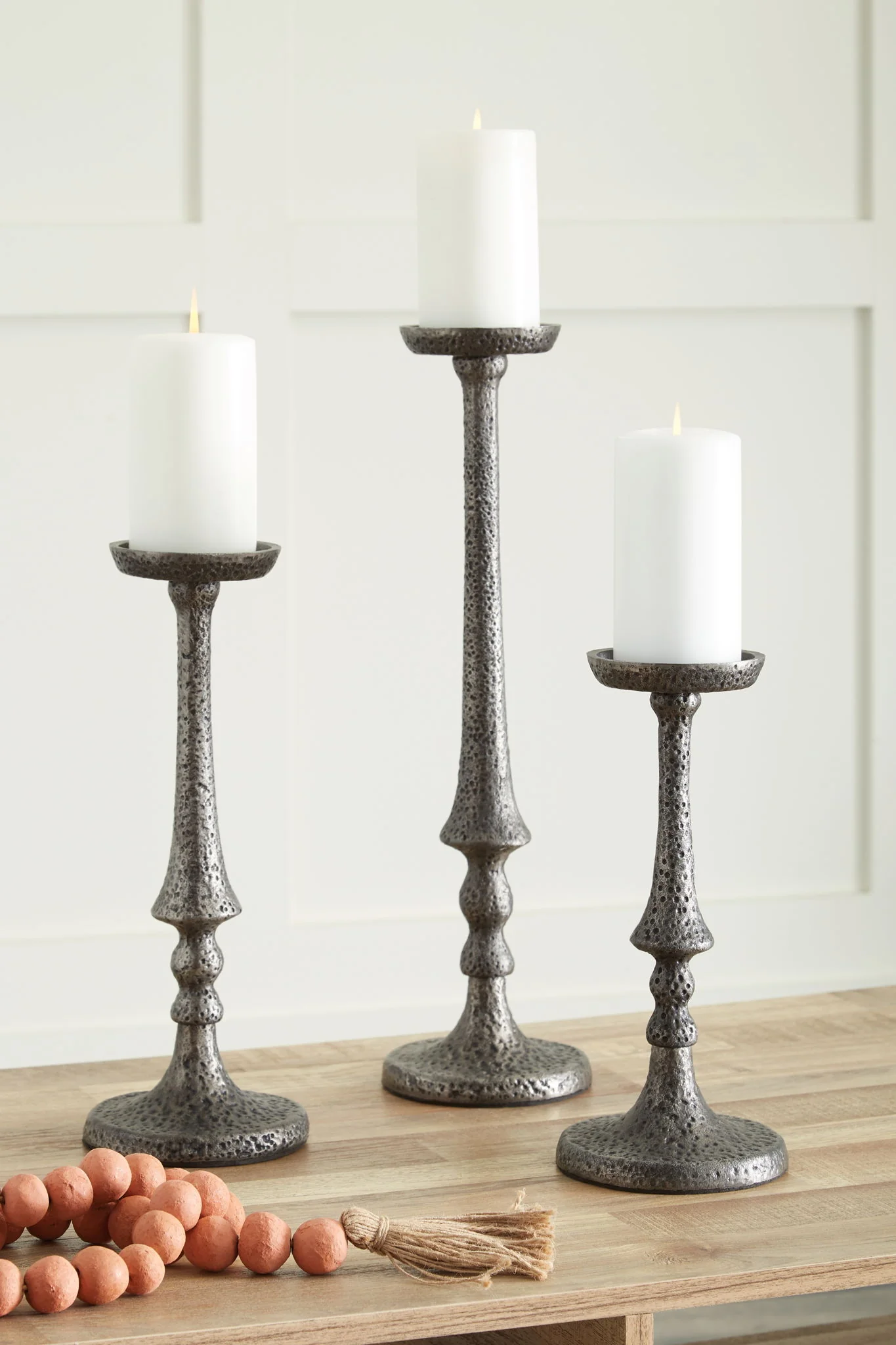 Eravell - Candle Holder Set (Set of 3) - Pewter Finish