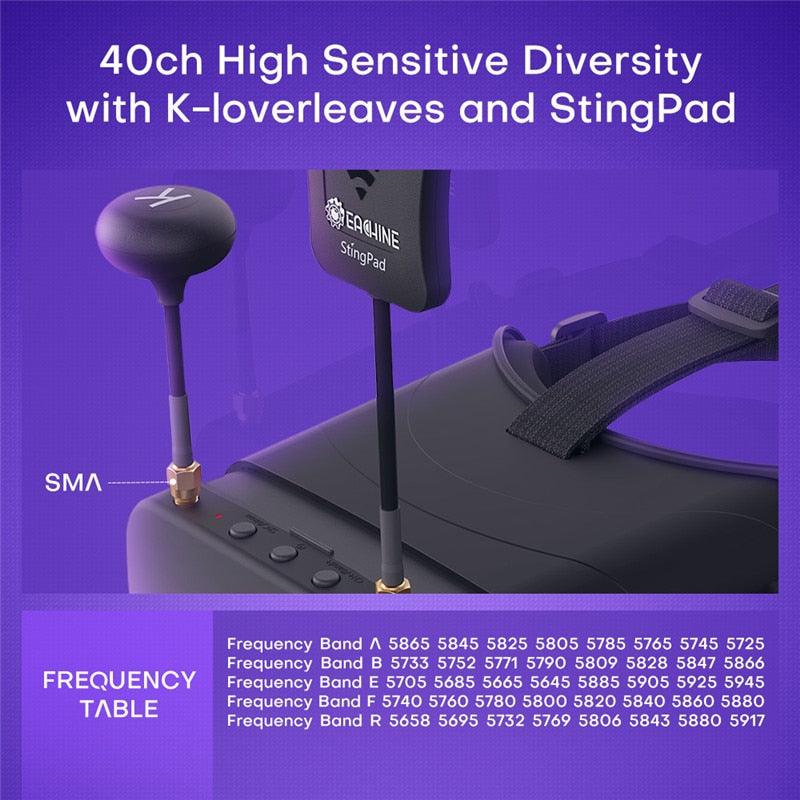 Eachine EV800DM FPV Goggle - Varifocal 5.8G 40CH Diversity FPV Goggles with HD DVR 3 Inch 900x600 Video Headset Build in Battery FPV Drone VR