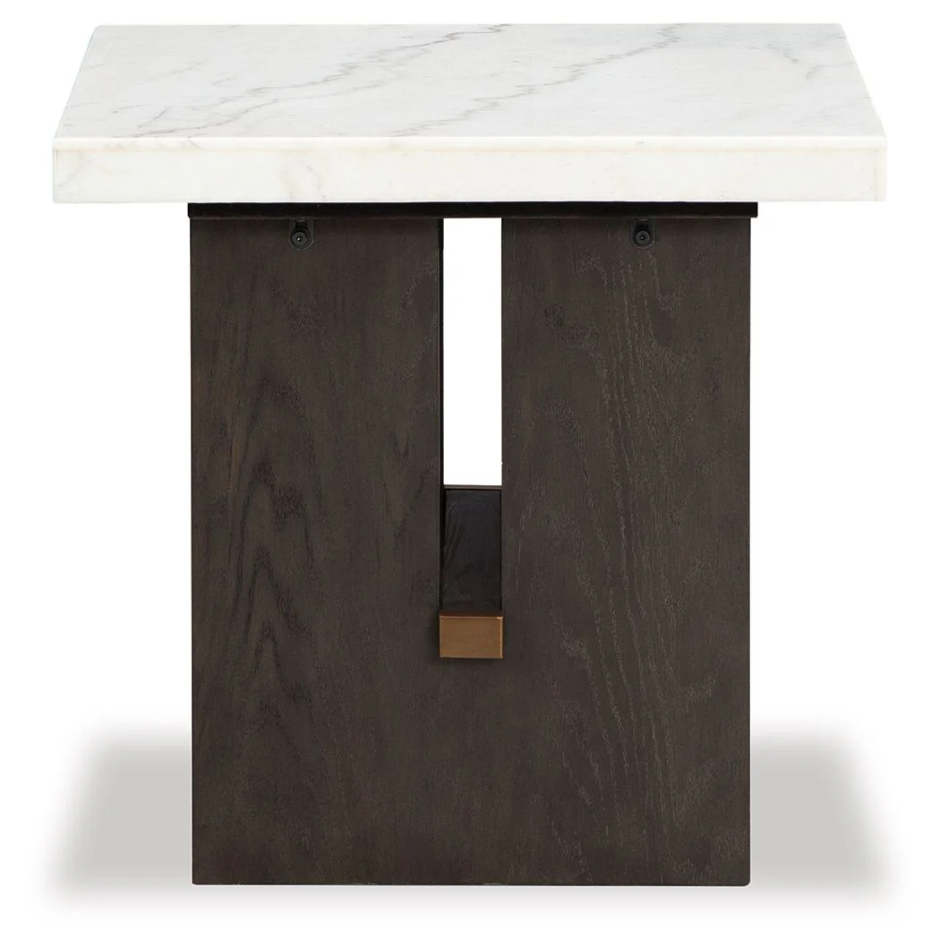 Burkhaus - Rectangular End Table - White / Dark Brown