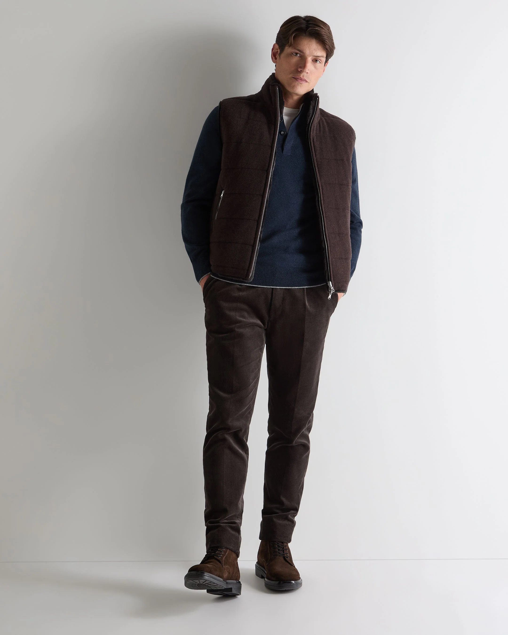 Men's Half Button Cashmere Sweater Indigo Blue