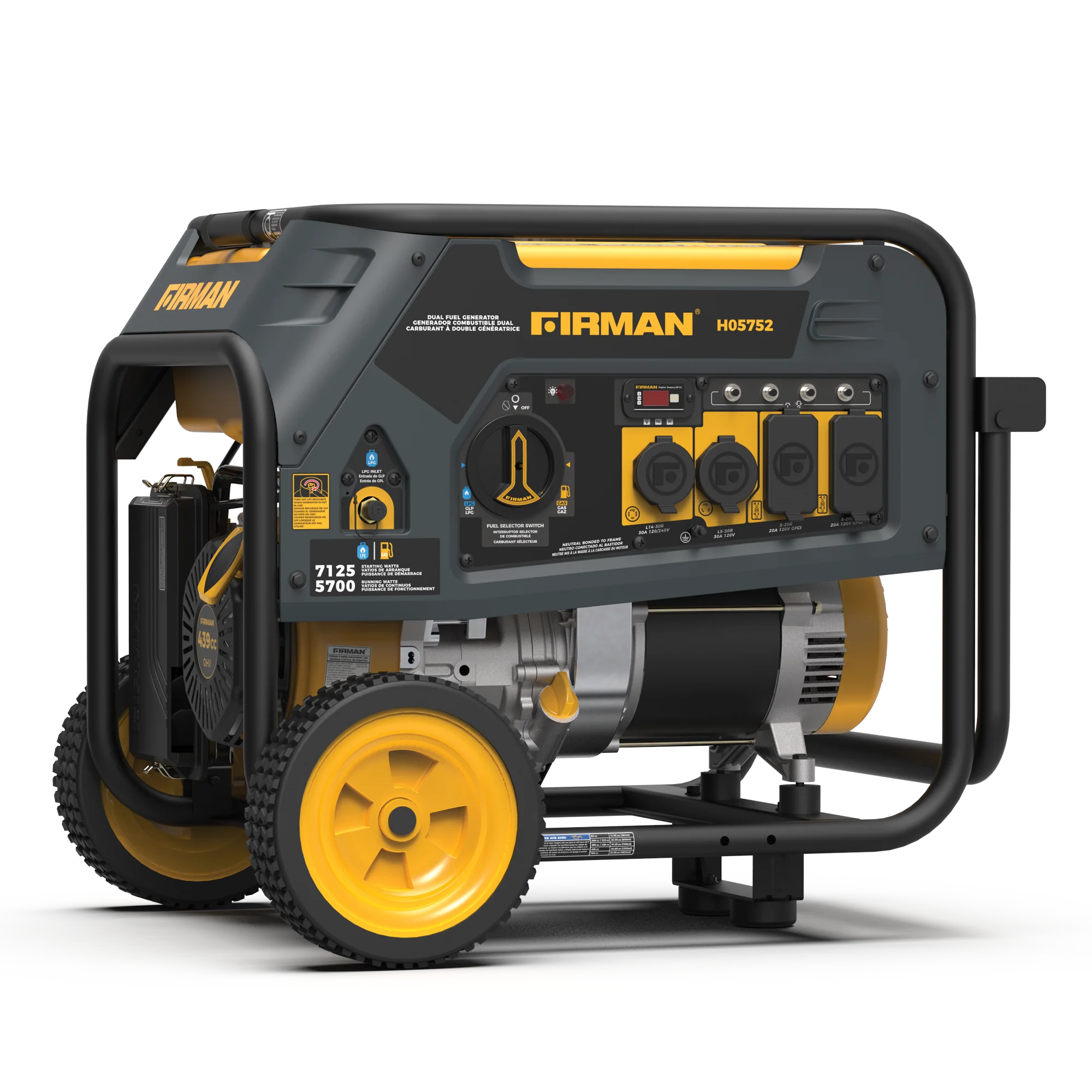 Dual Fuel 5700W Portable Generator Recoil Start 120/240V