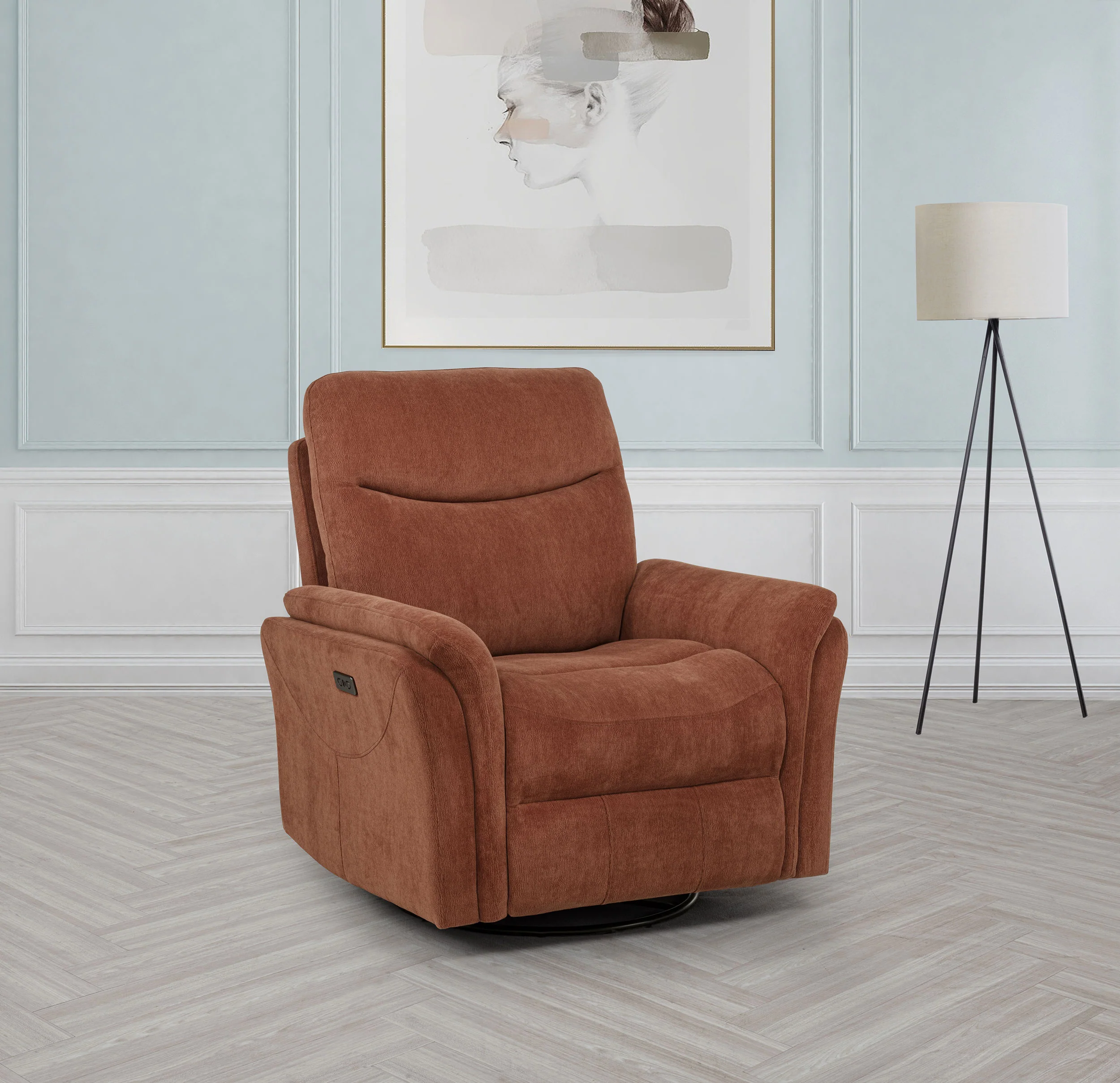 Adler Upholstered Power Swivel Glider Recliner