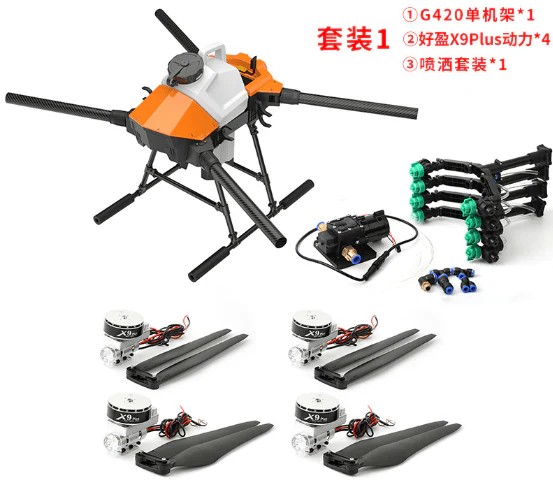 EFT G420 20L Agriculture Drone - 4-Axis 20L 20KG Agriculture Spray Spread Drone Compact with Hobbywing X9 PLUS Motor, JIYI K++ FC, Skydroid H12