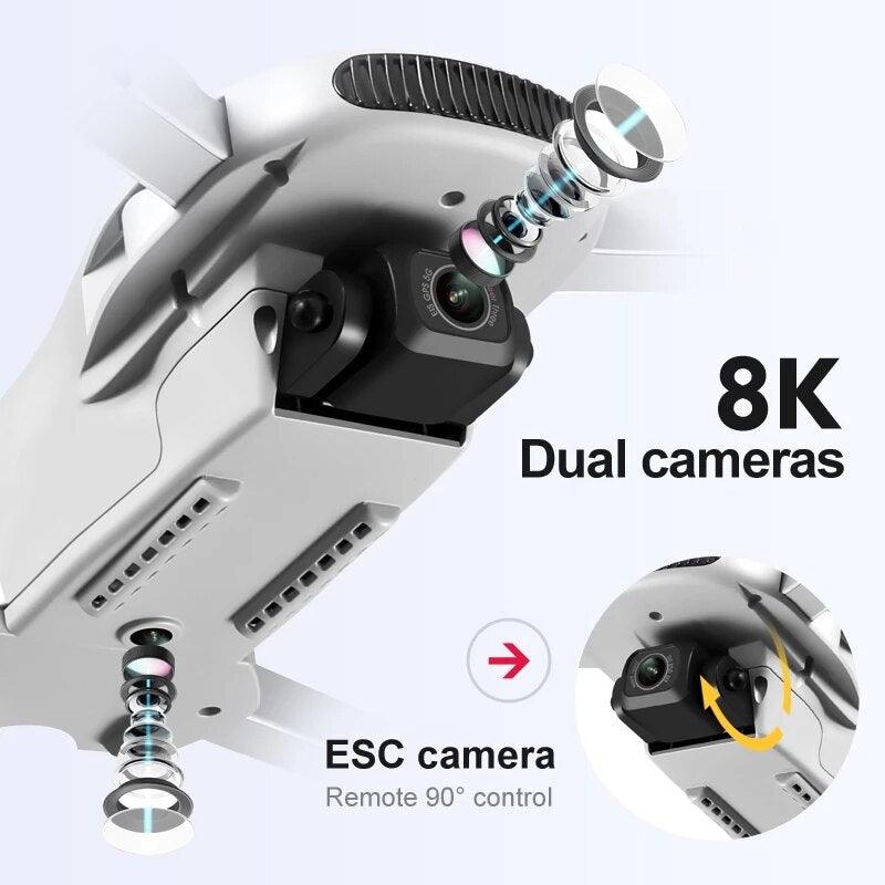 2023 New LU3 Max GPS Drone - 8K HD Dual Camera 5G Wifi FPV Optical Flow Brushless Motor Folding Quadcopter RC Distance 800M Gift Toys Professional Camera Drone