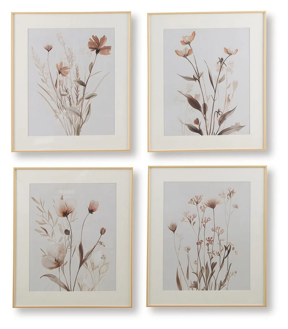 Chettings - Wall Art Set (Set of 4) - Beige / Gray / Blush