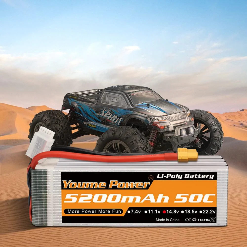 2PCS Youme 14.8V 4S Lipo Battery - 3300mah 4500mah 5200mah 6200mah 6500mah Hardcase T Deans XT60 XT90 EC5 EC3 Hard Case RC Parts