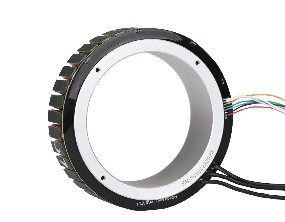 CubeMars RO100 KV55 Frameless Outrunner Torque Motor 48V 4Nm Rated Torque With Hall & Temp Sensors for Cobot Arm & Robotics