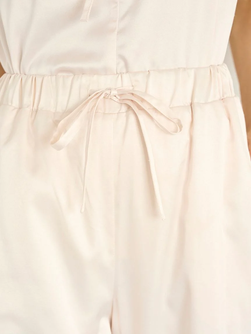 Satin Pants With Lace & Ribbon