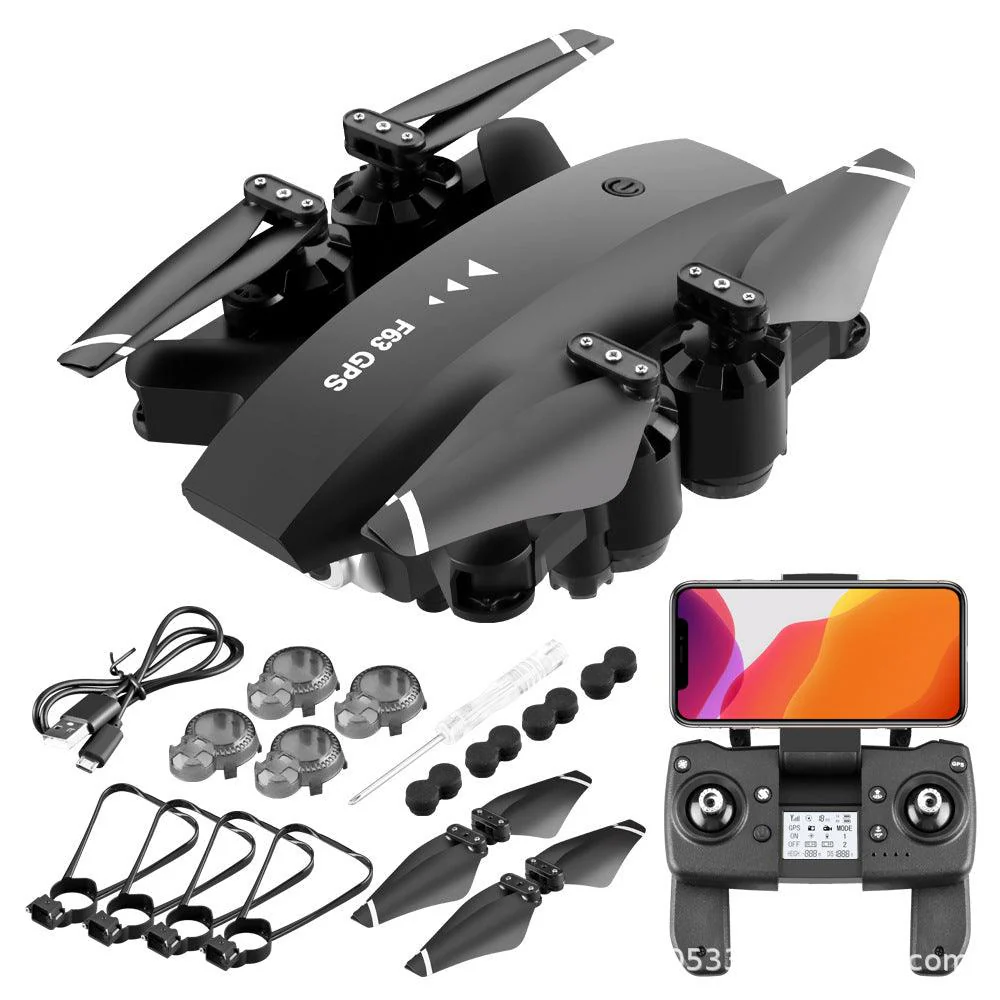 F63 Drone 4K HD Dual Camera 5G WIFI FPV Foldable Drone Optical Flow GPS Position Auto Follow Quadcopter