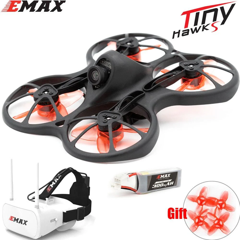Emax 2S Tinyhawk S Mini FPV Racing Drone - With Camera 0802 15500KV Brushless Motor Support 1/2S Battery 5.8G FPV Glasses RC Plane