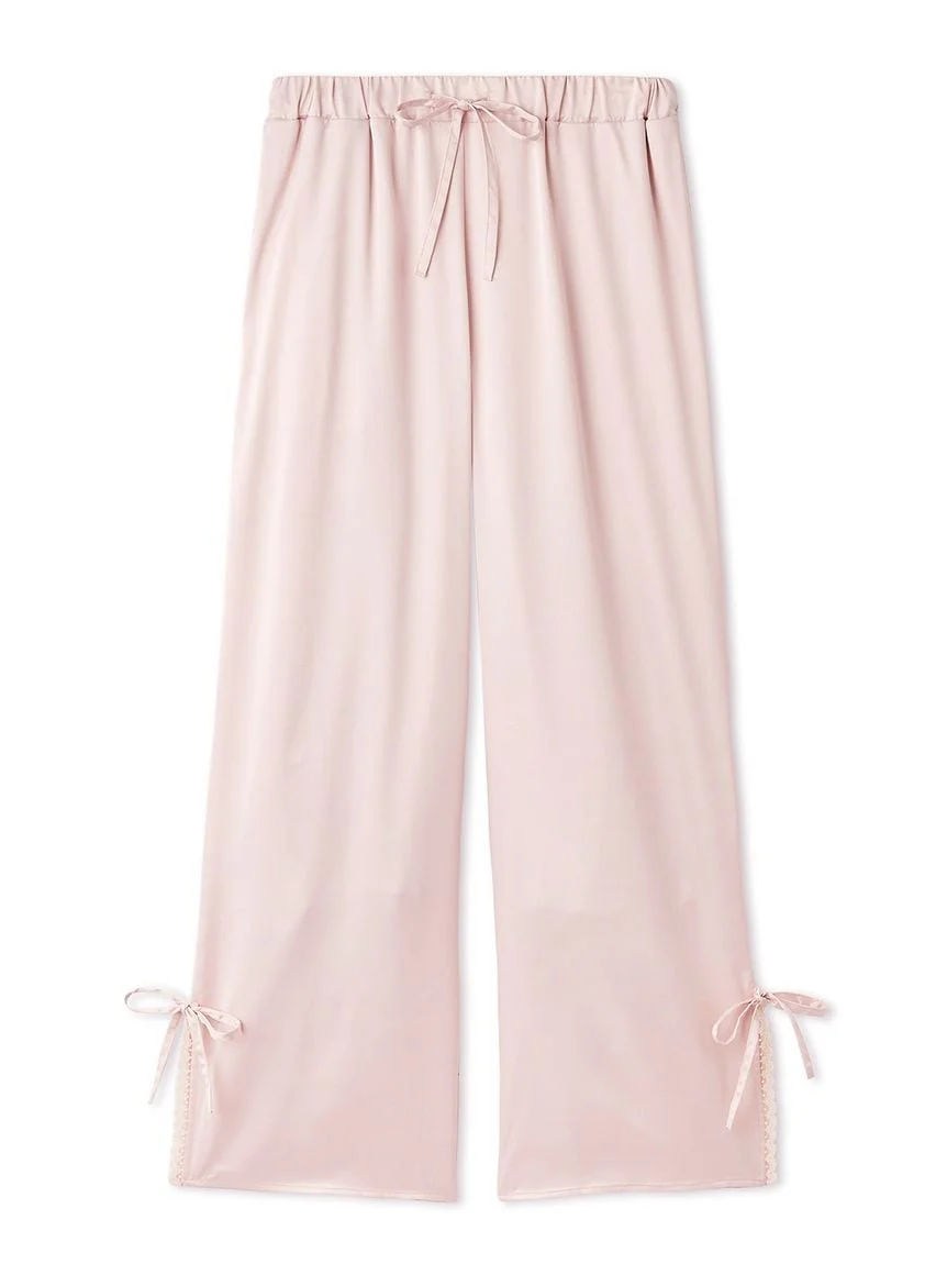 Satin Pants With Lace & Ribbon