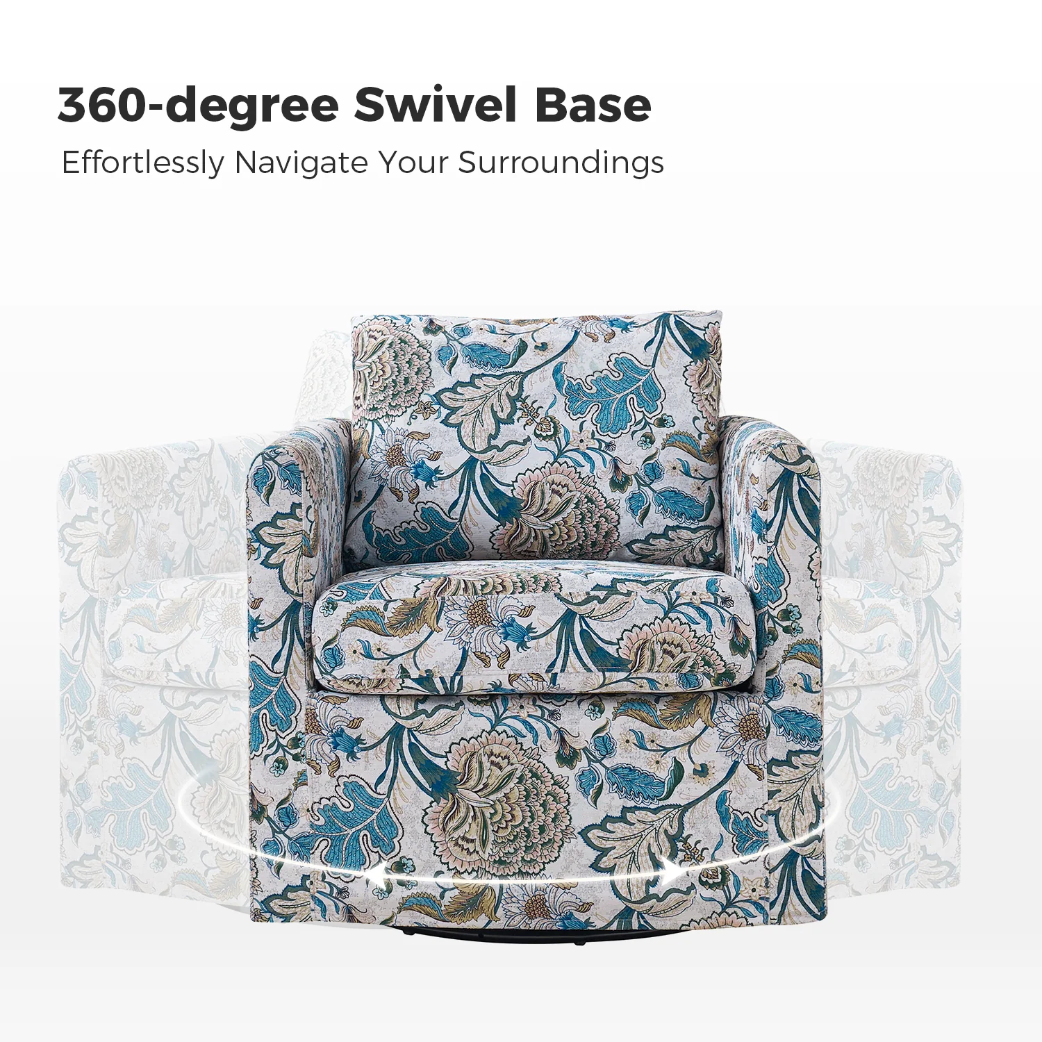 Armando Slipcovered Swivel Chair in Blue