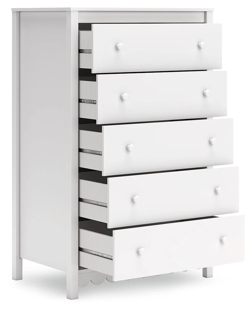 Hallityn - Five Drawer Chest - White