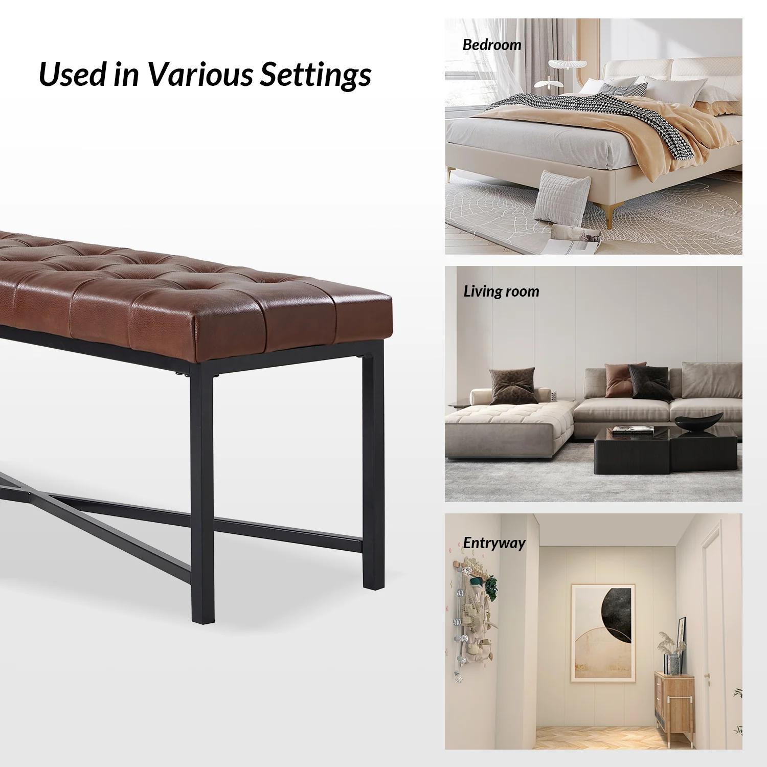 Arnold Upholstered Flip Top Storage Bench in Brown