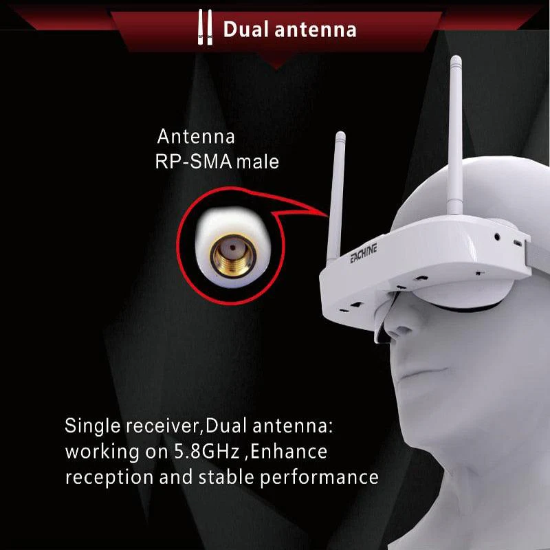 Eachine EV100 FPV Goggle - 720*540 5.8G 72CH FPV Goggles With Dual Antennas Fan 18650 Battery RC Drone FPV Drone Spare Part