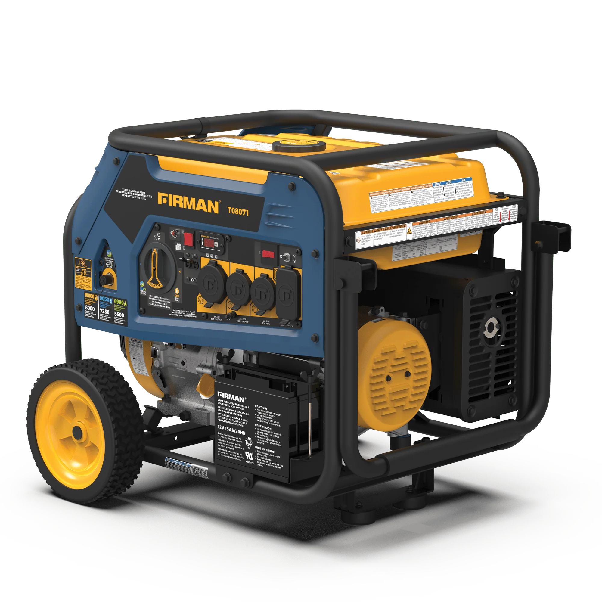 Tri Fuel Portable Generator 8000W Electric Start 120/240V