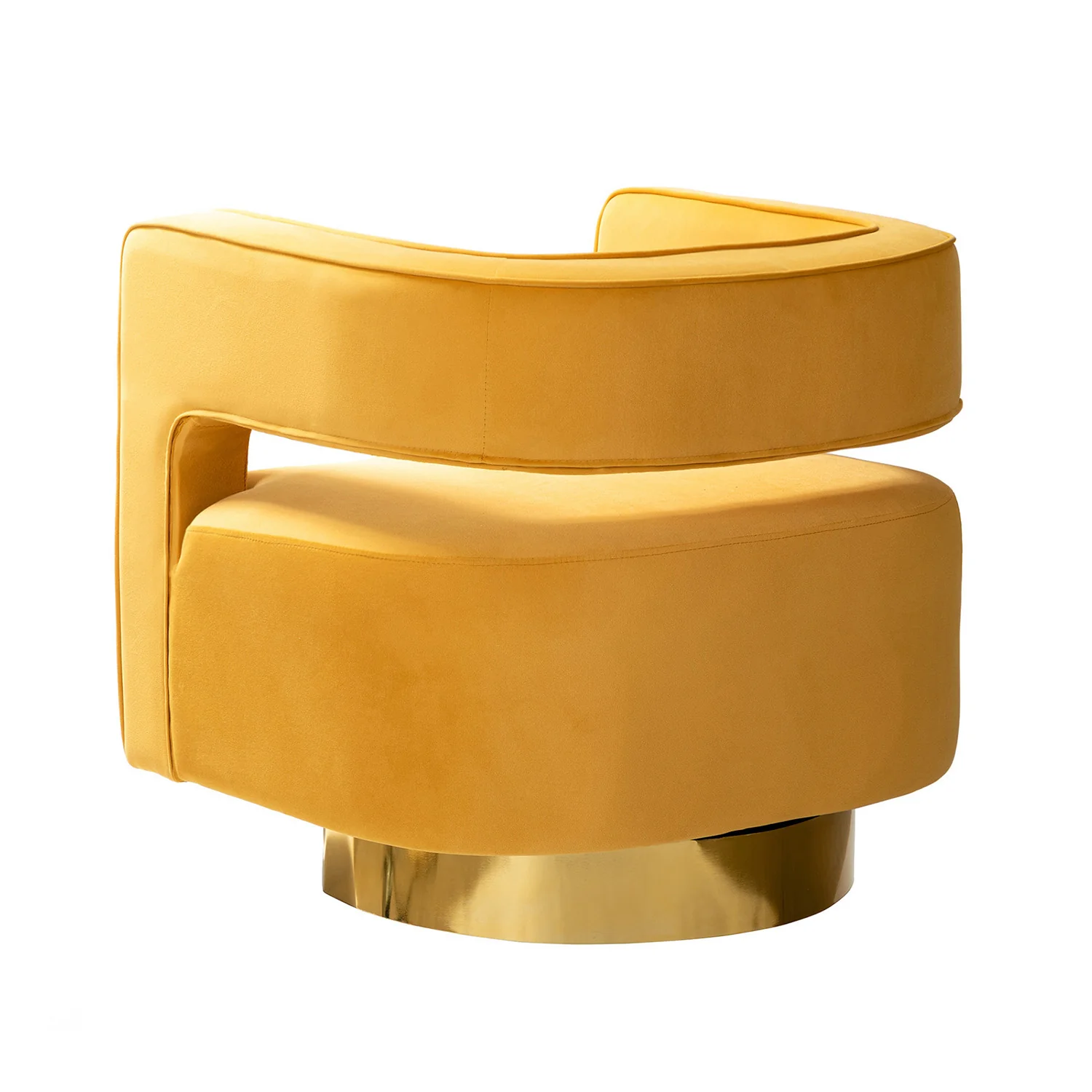 Blanca Swivel Barrel Chair in Mustard