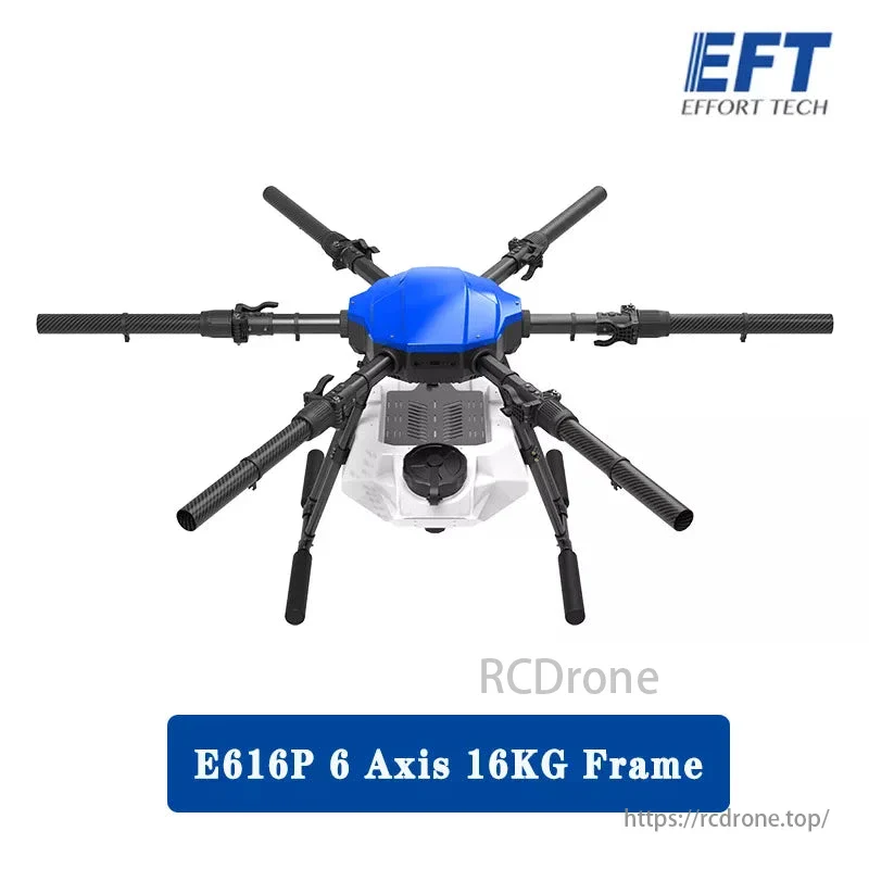 EFT E616P 16L Agriculture Drone - 6 Axis Drone Frame 16L Water Tank Spreader System Sprayer With Hobbywing X8 power, JIYI K++ V2, Skydroid H12, Tattu 12S 22000mAh Battery