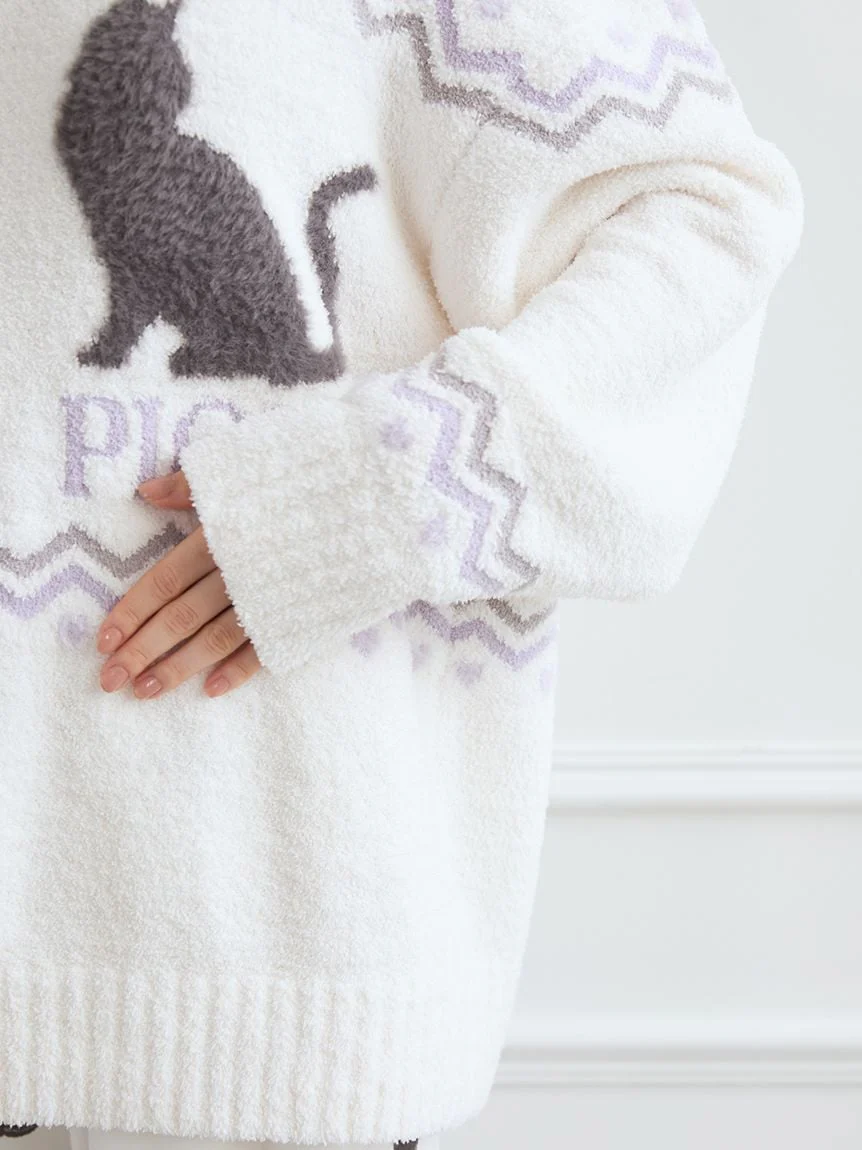 Black Cat Jacquard Pullover