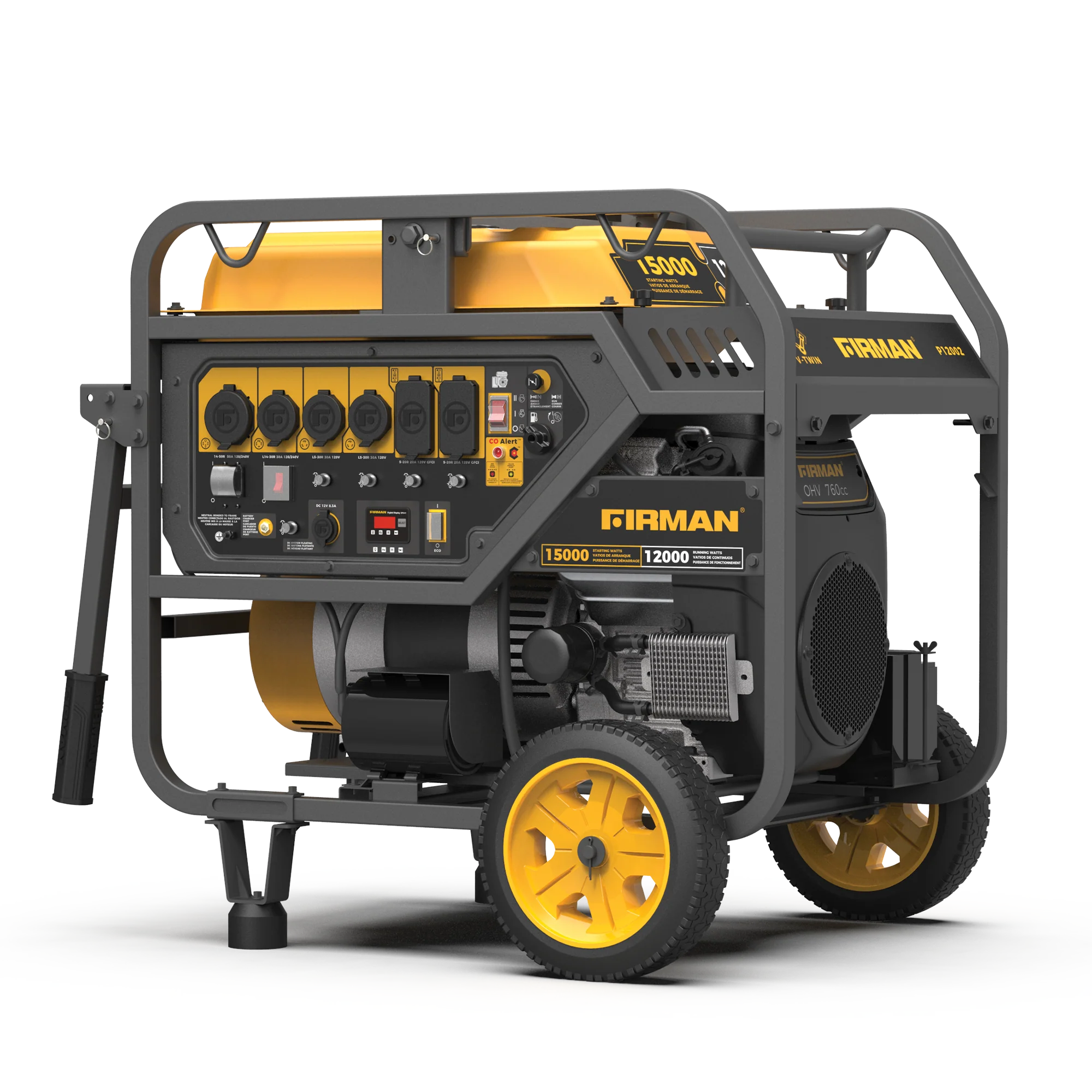 Gas Portable Generator 15000W Electric Start 120/240V with CO Alert