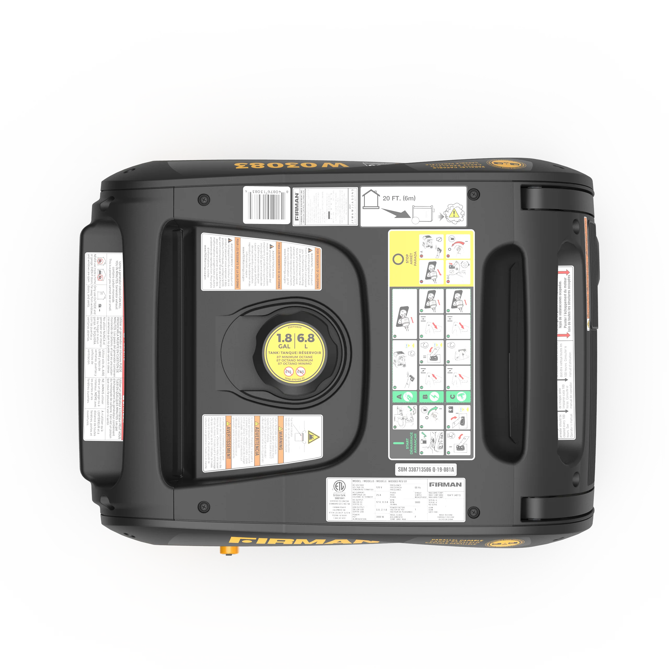 Refurbished Inverter Gas Portable Generator 3300W Recoil Start