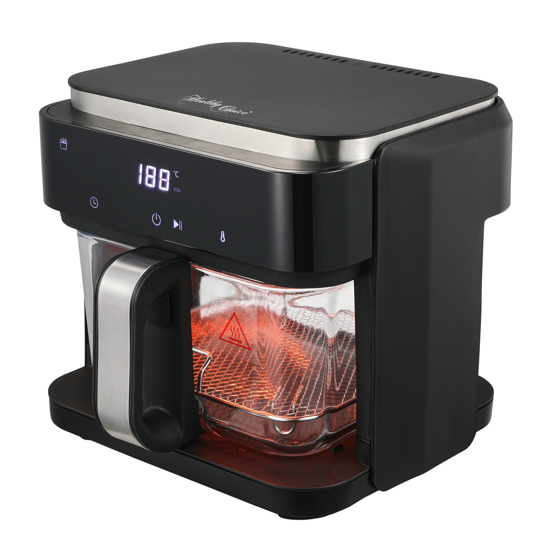 6L Touch Controlled Digital Air Fryer with Glass Basket, 1200-1400W