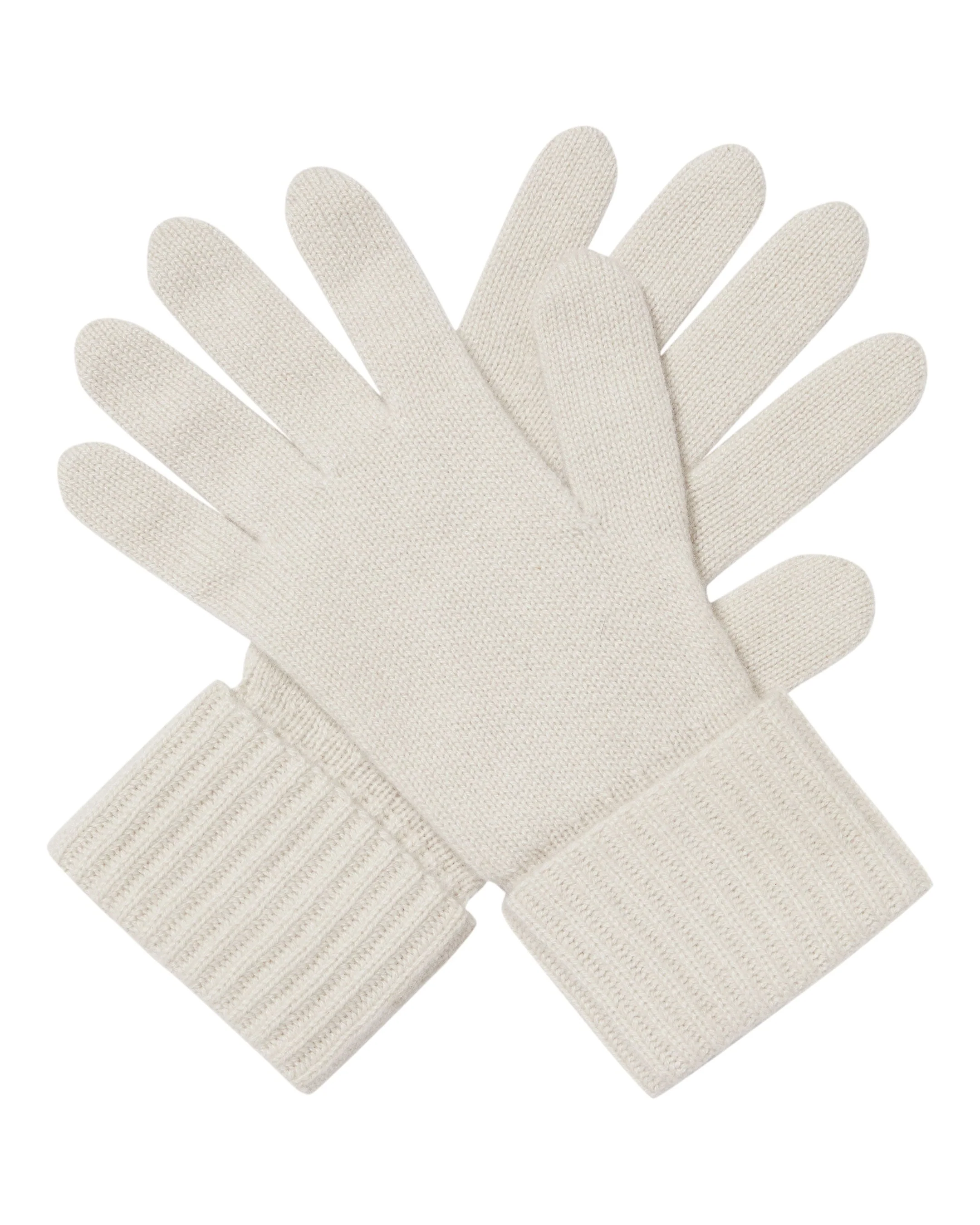 Women's Ribbed Cashmere Gloves Snow Grey