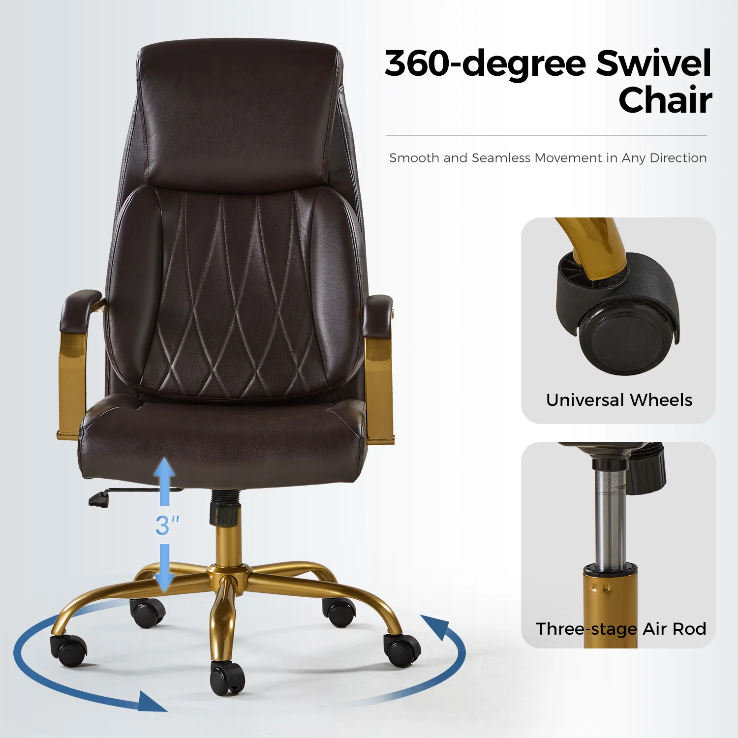 Bradford Ergonomic Office Chair with Lumbar Support in Brown