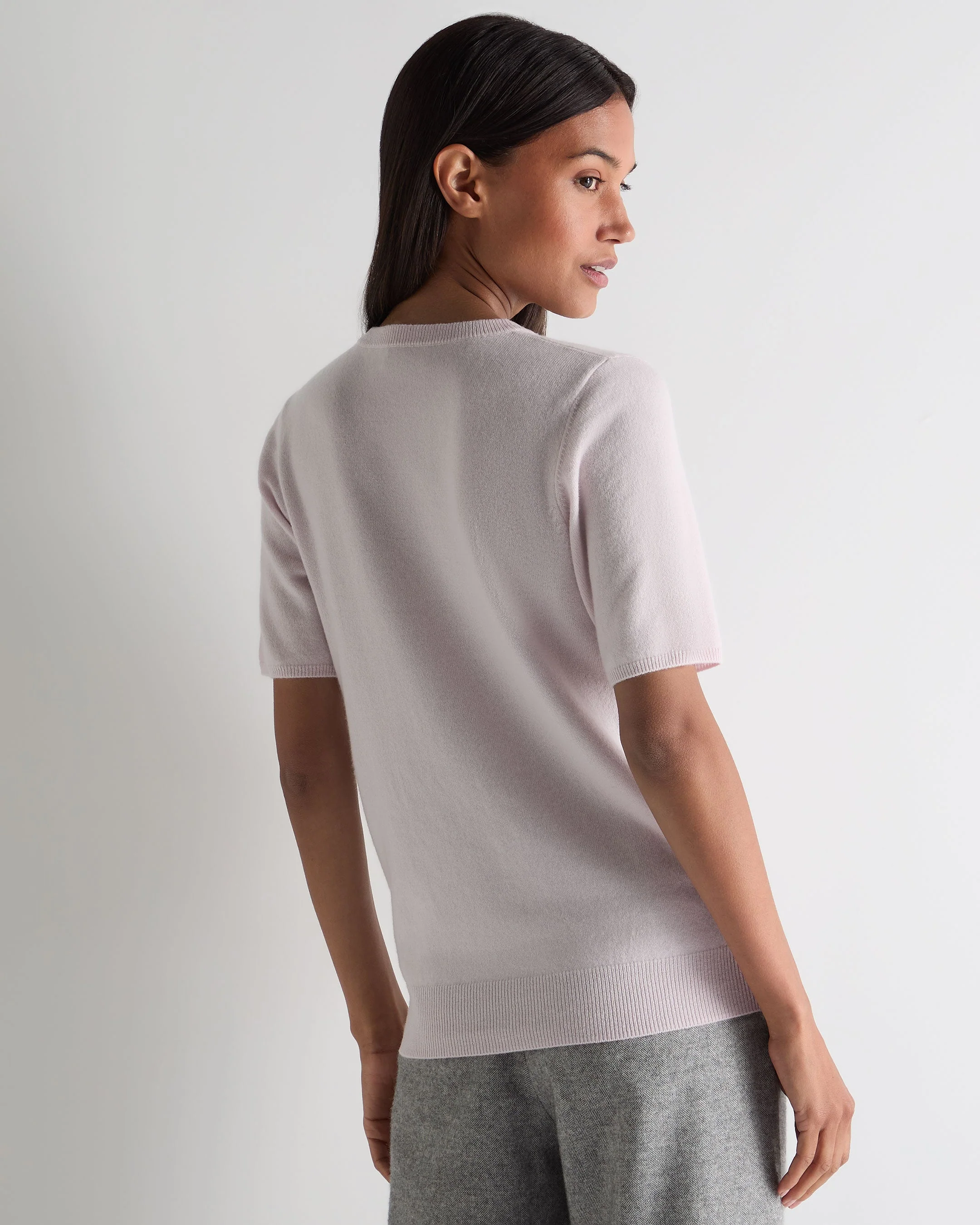 Women's Milly Classic Cashmere T-Shirt Chalk Pink