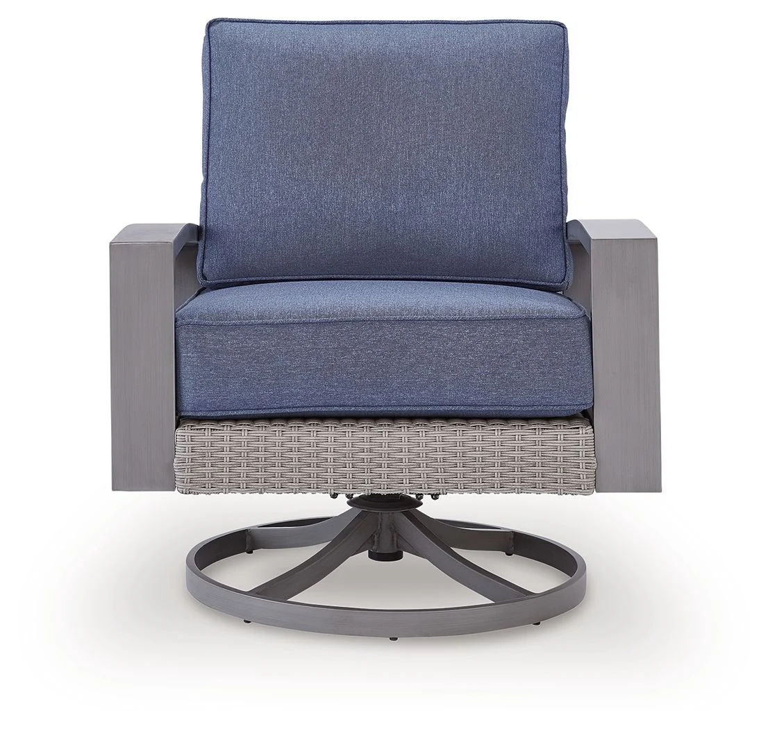 Half Moon Beach - Swivel Lounge With Cushion - Blue / Gray