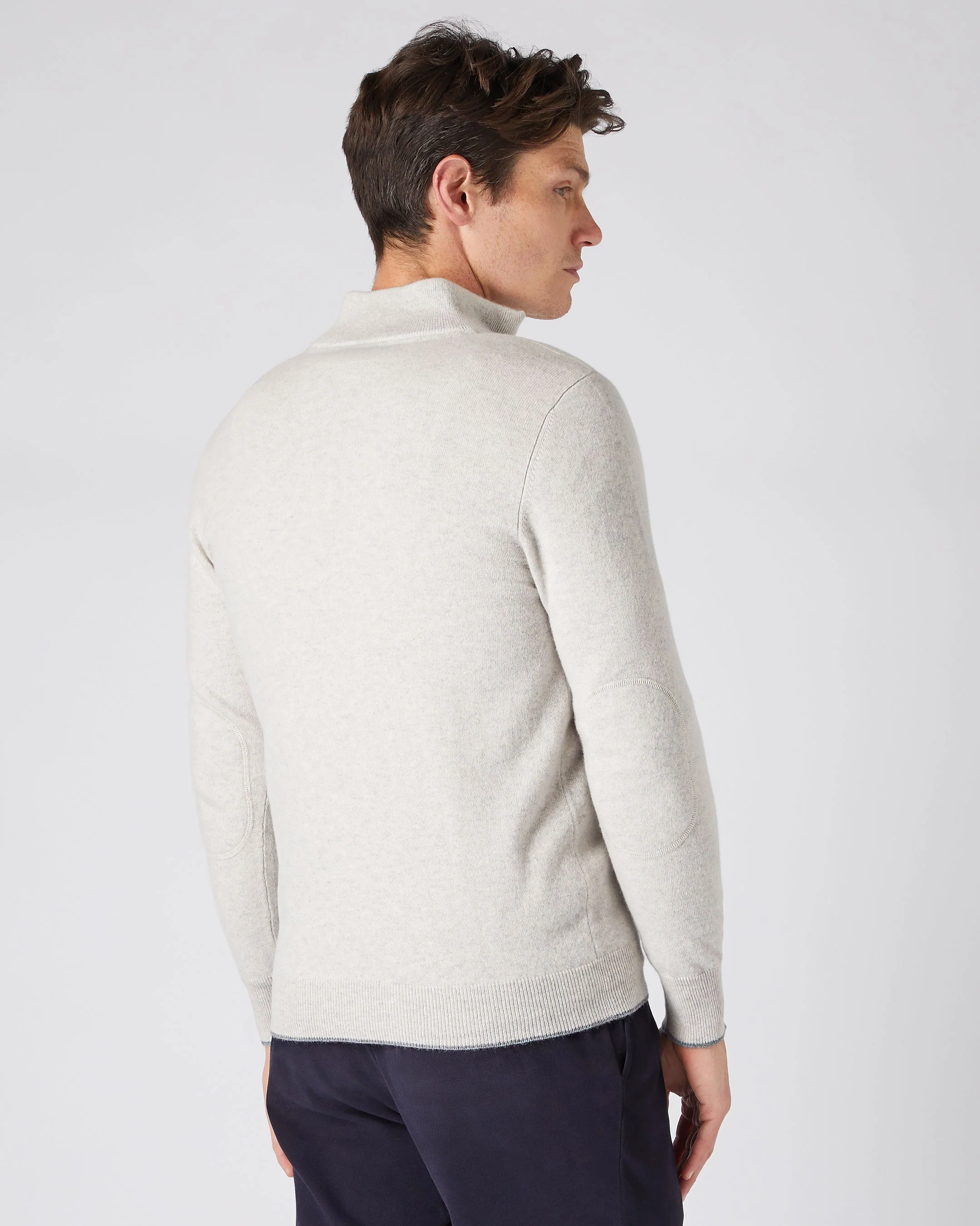 Men's Carnaby Half Zip Cashmere Jumper Pebble Grey