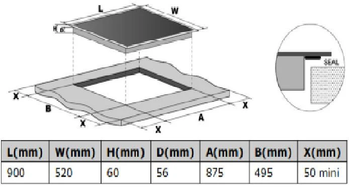 Culina CATAUBIND90F 220 Volt Induction Cooktop – 36 Inch 90 cm