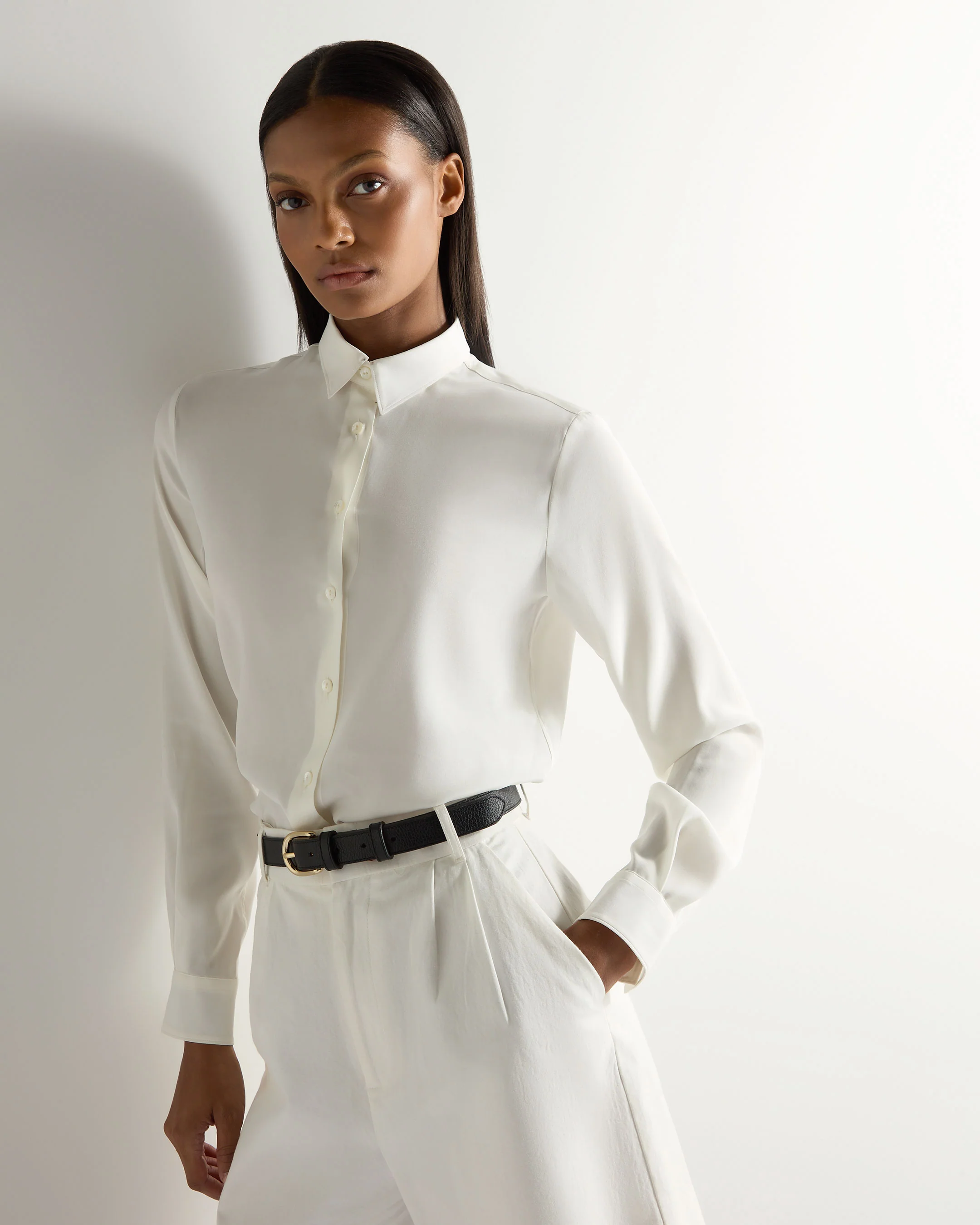 Women's Rochelle Silk Shirt White