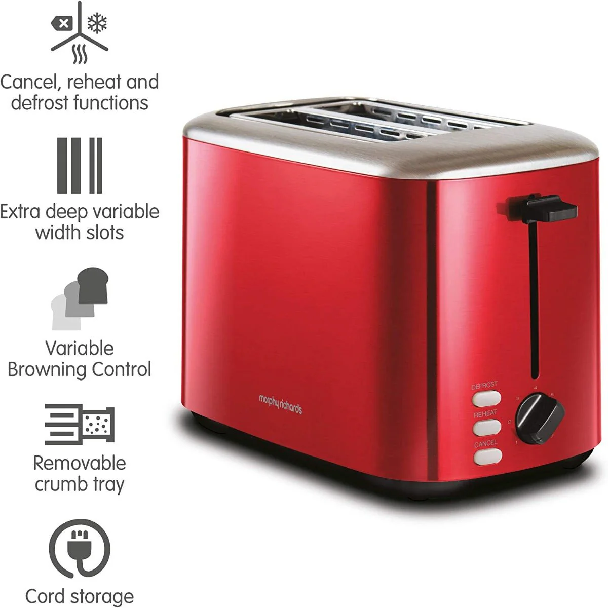 Morphy Richards 220 volts toaster 2 slice Red 222066 220v 240 volt 222066-220v