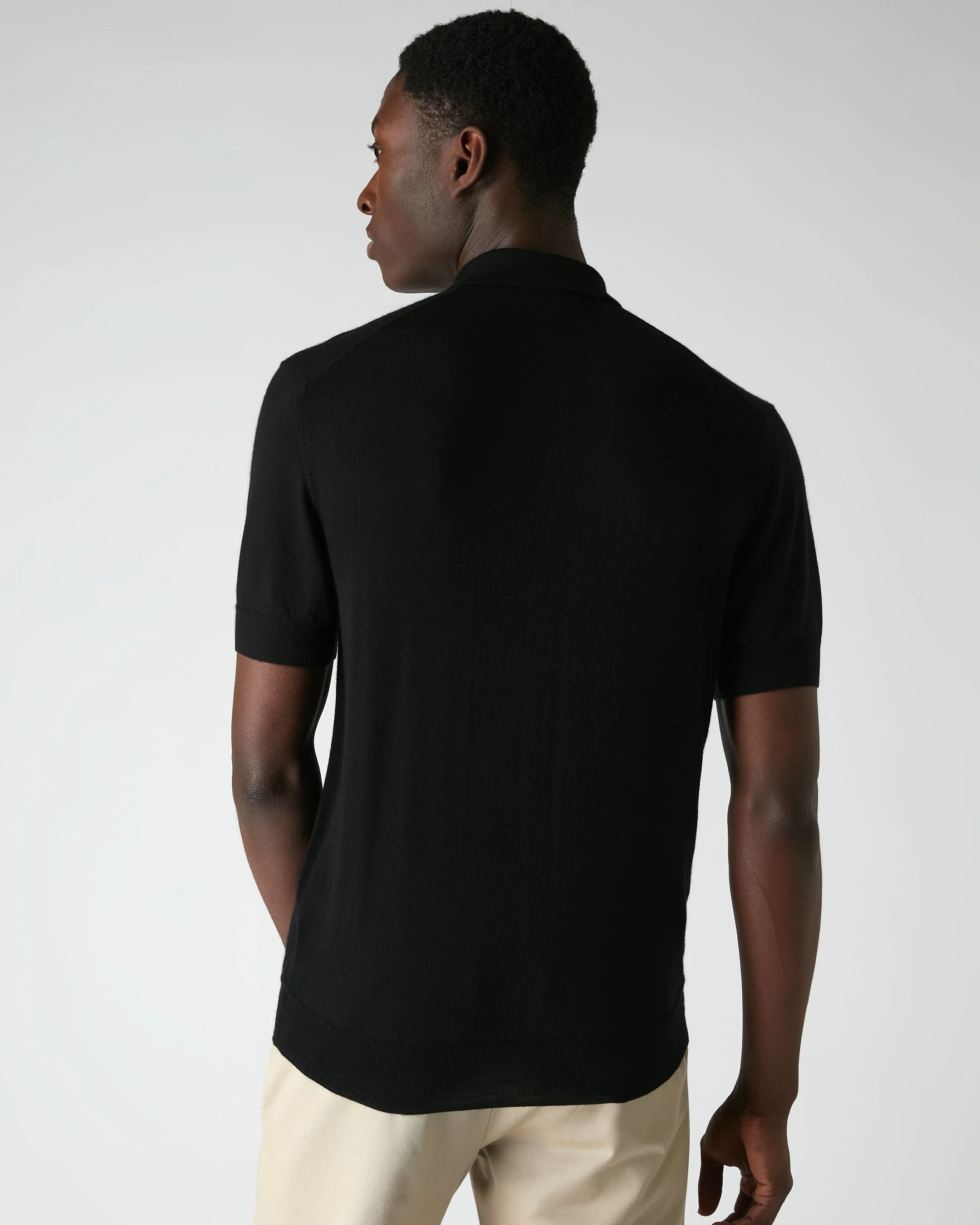 007 Fine Gauge Cashmere Polo T-Shirt Black