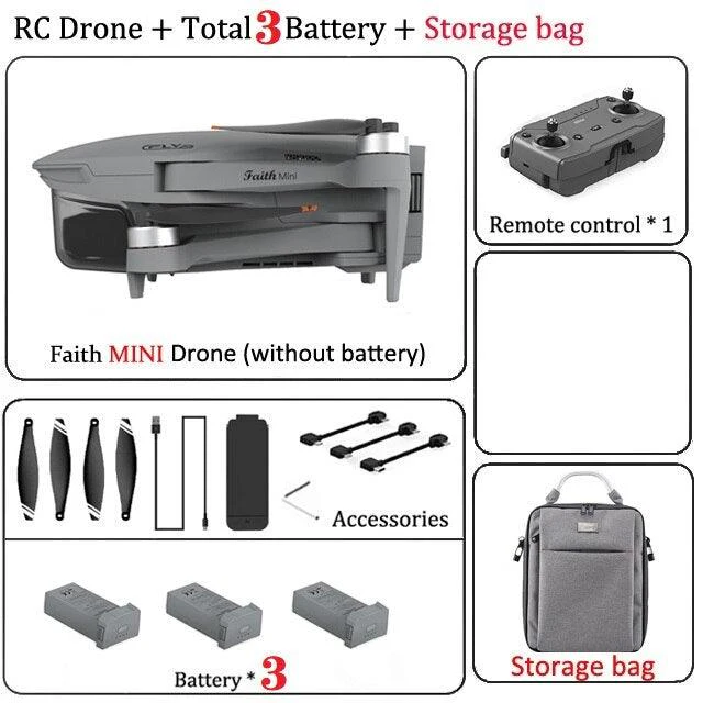 CFLY Faith MINI Drone - 230g GPS Drone With 4K HD Camera 3-Axis Gimbal Professional RC Quadcopter 26min Flight 3KM MINI Helicopter