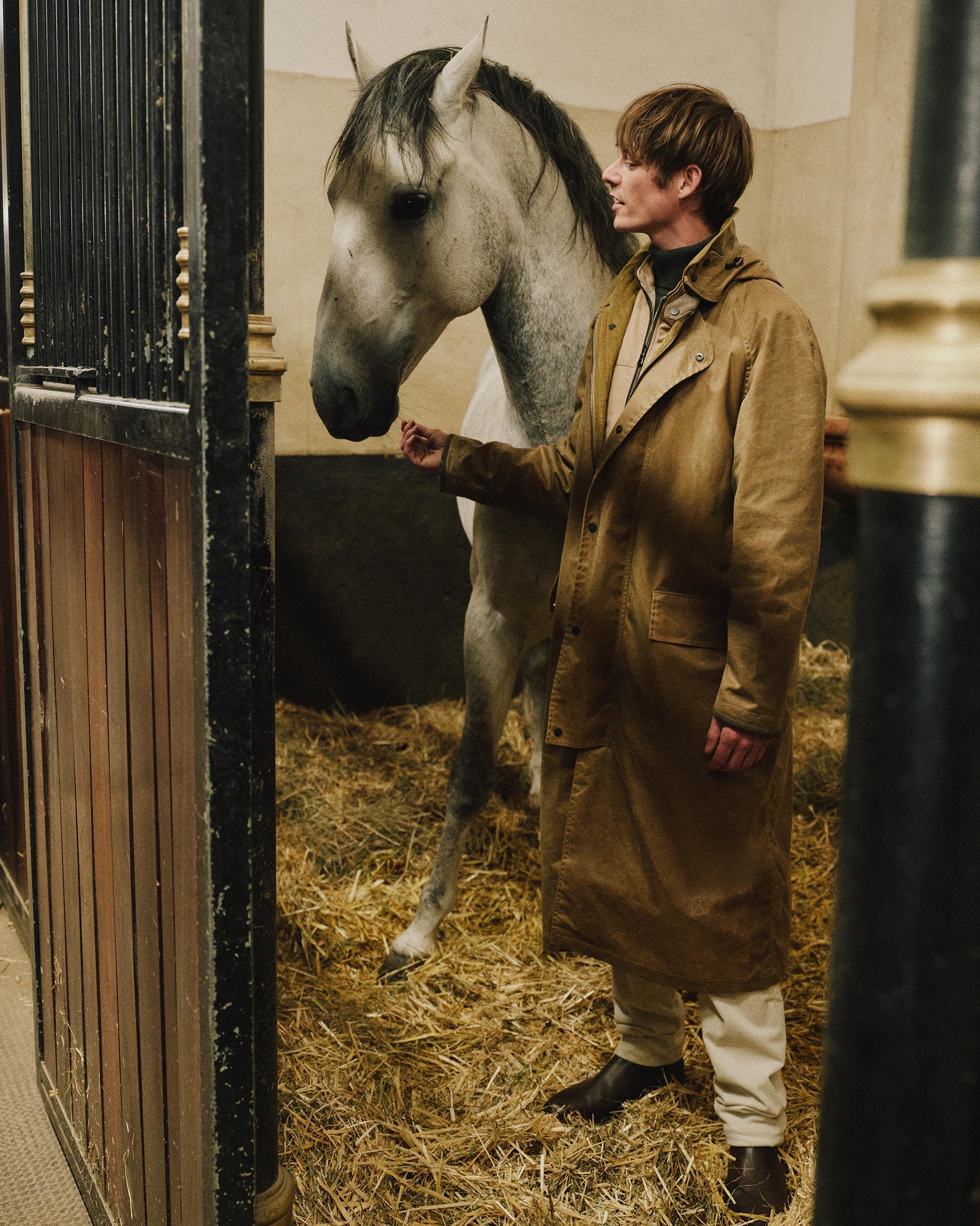 Men's Wax Riding Coat Taupe Brown