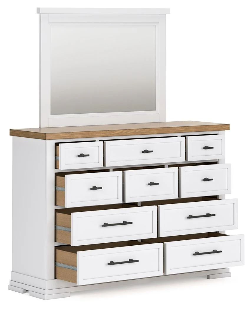Ashbryn - Dresser And Mirror - White / Natural