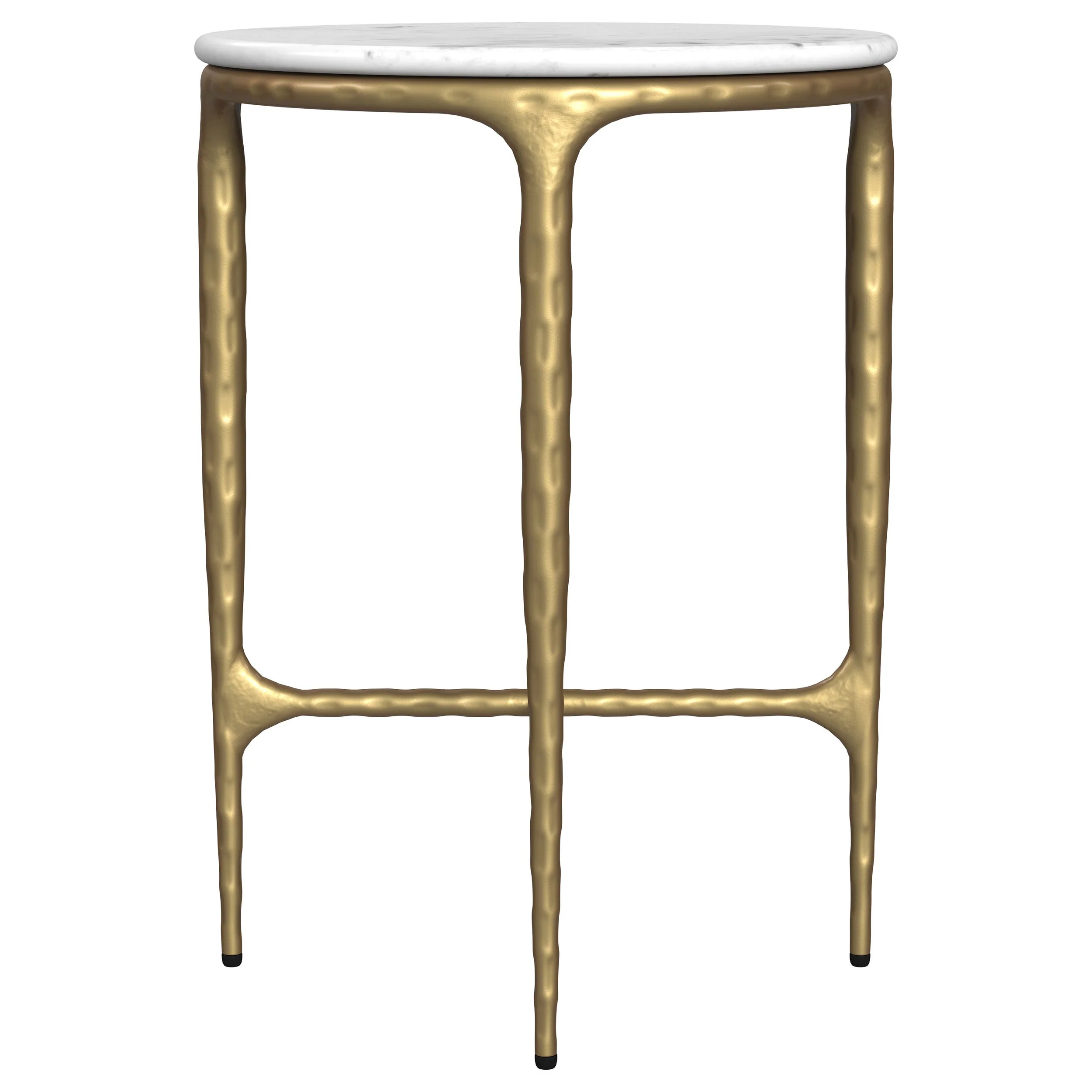Baldwin Rectangular Marble Top Side Table White and Gold