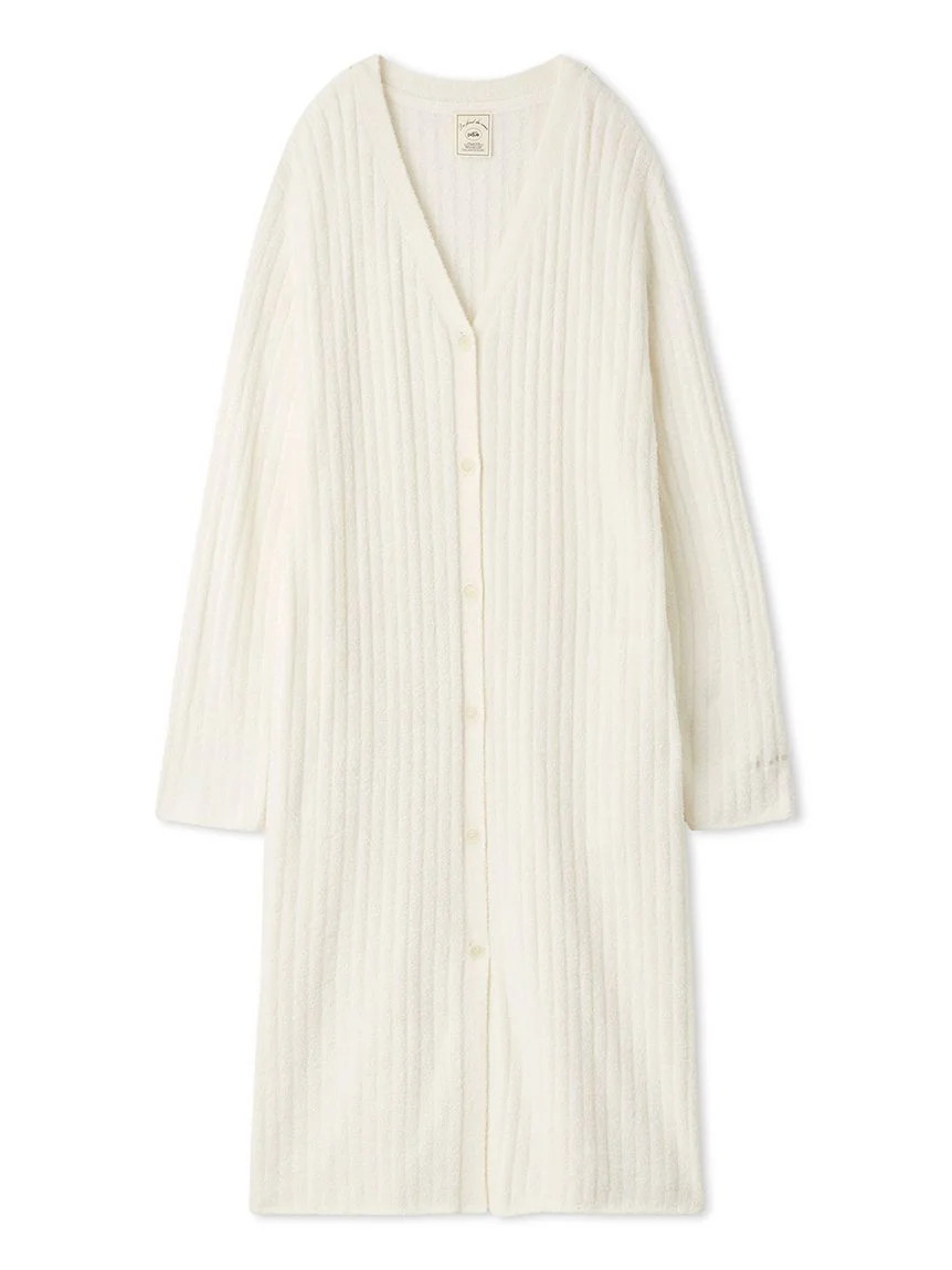 Long Ribbed Knit Button-Up Cardigan
